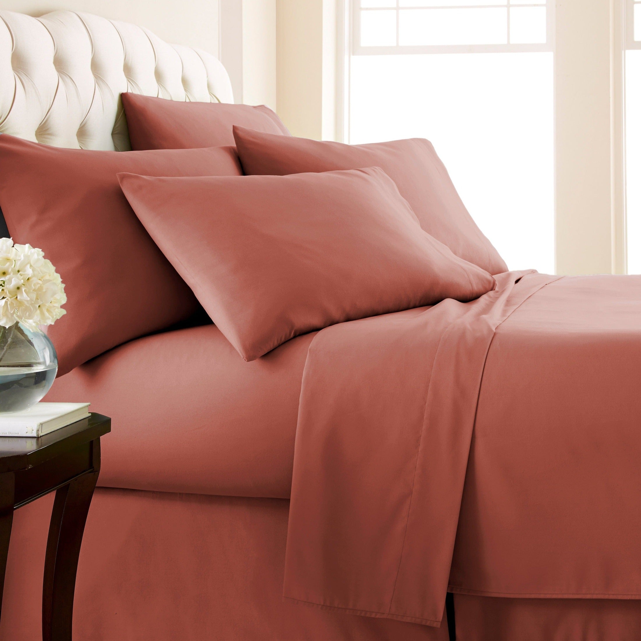 Side View of Everyday Essentials 6-Piece Sheet Set in Marsala#color_marsala