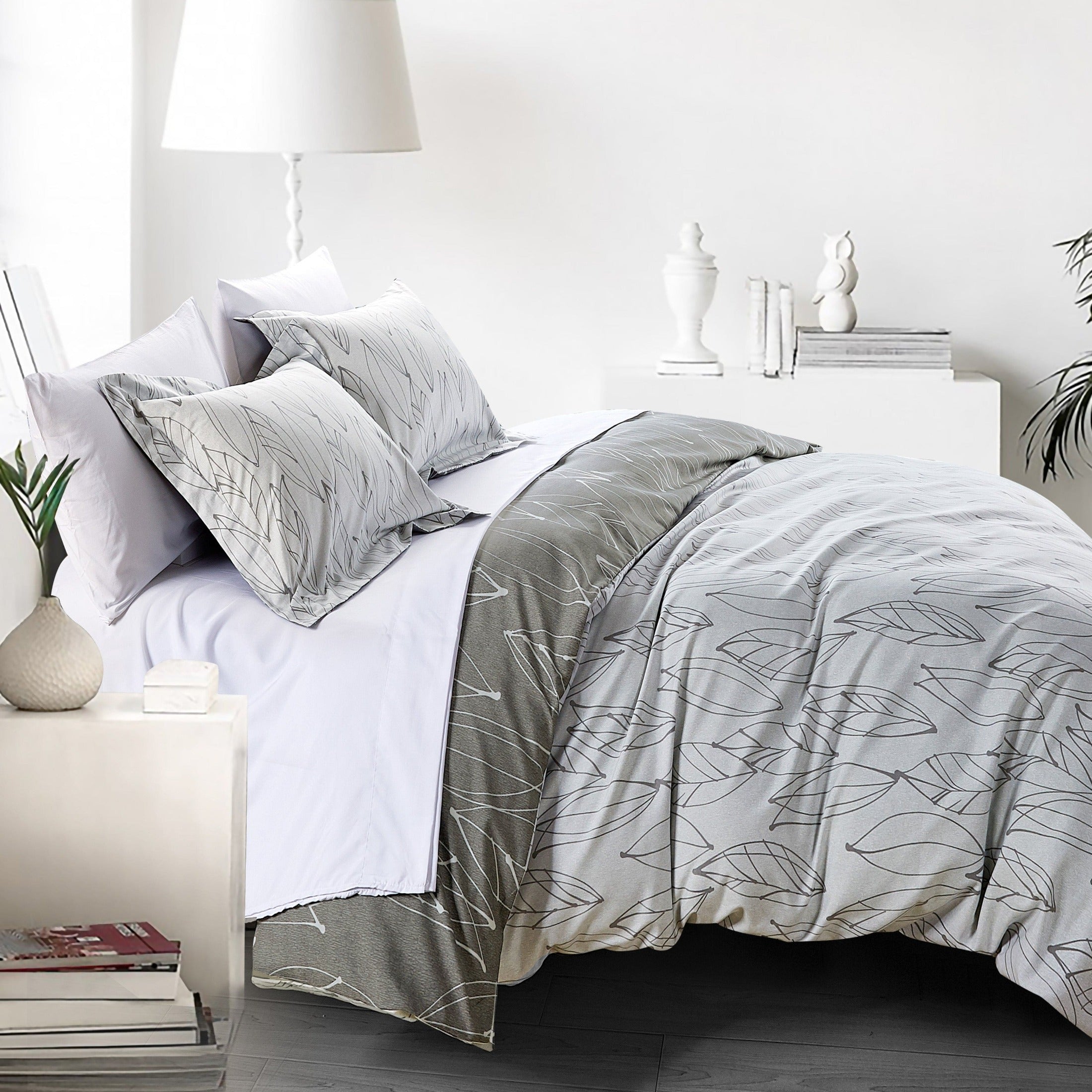 Modern Foliage Reversible Duvet Cover Set
