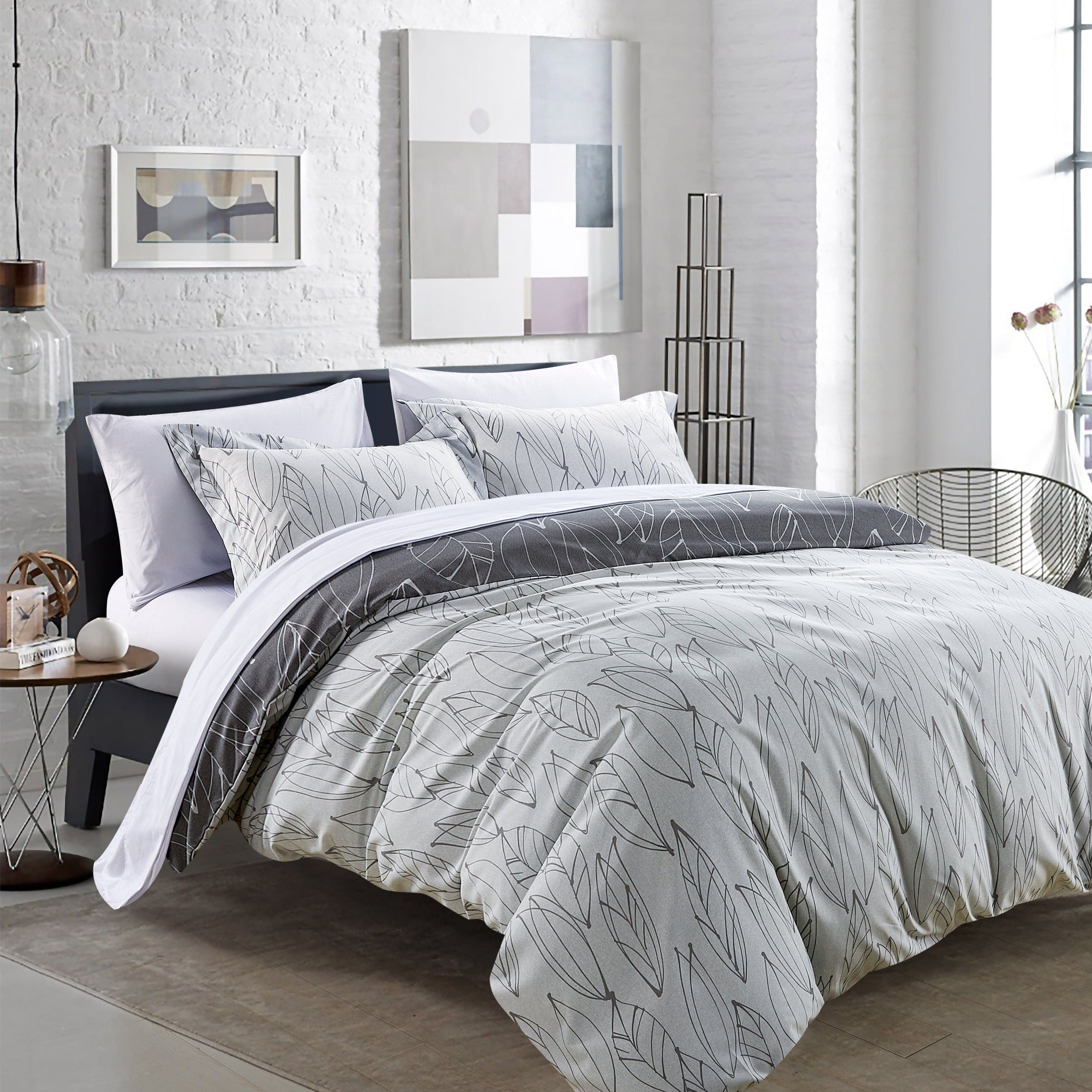 Modern Foliage Reversible Duvet Cover Set