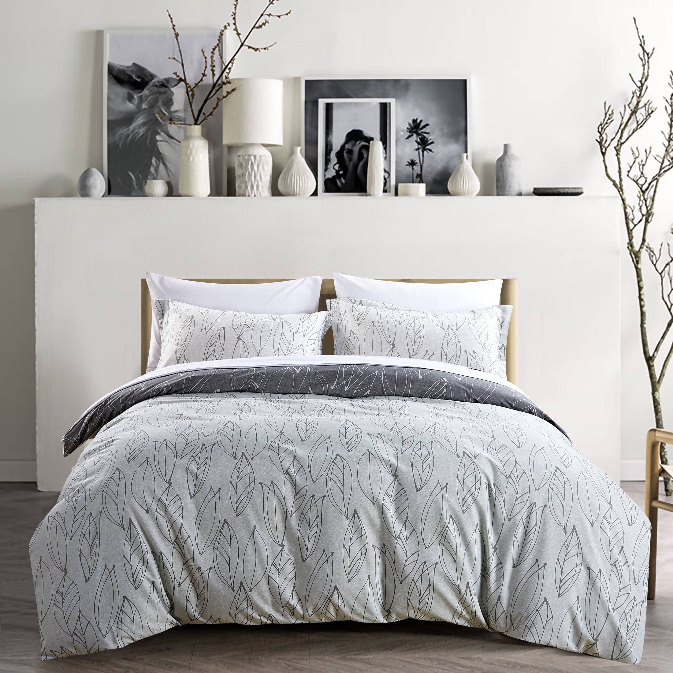 Modern Foliage Reversible Duvet Cover Set