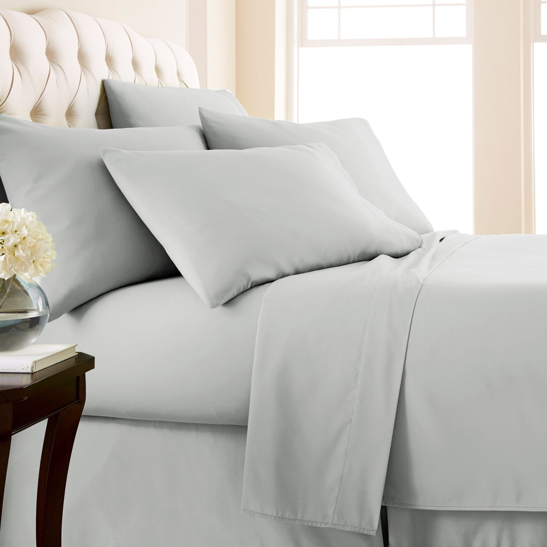 Side View of Everyday Essentials 6-Piece Sheet Set in Light Grey#color_light-grey