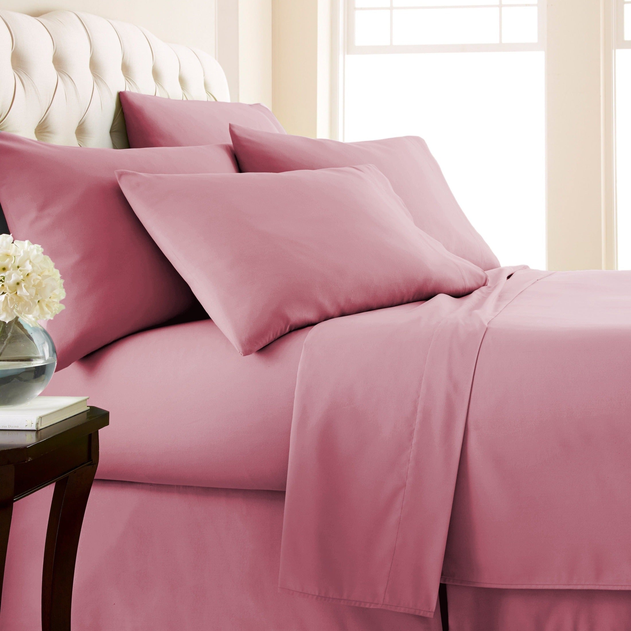 Side View of Everyday Essentials 6-Piece Sheet Set in Rose#color_rose