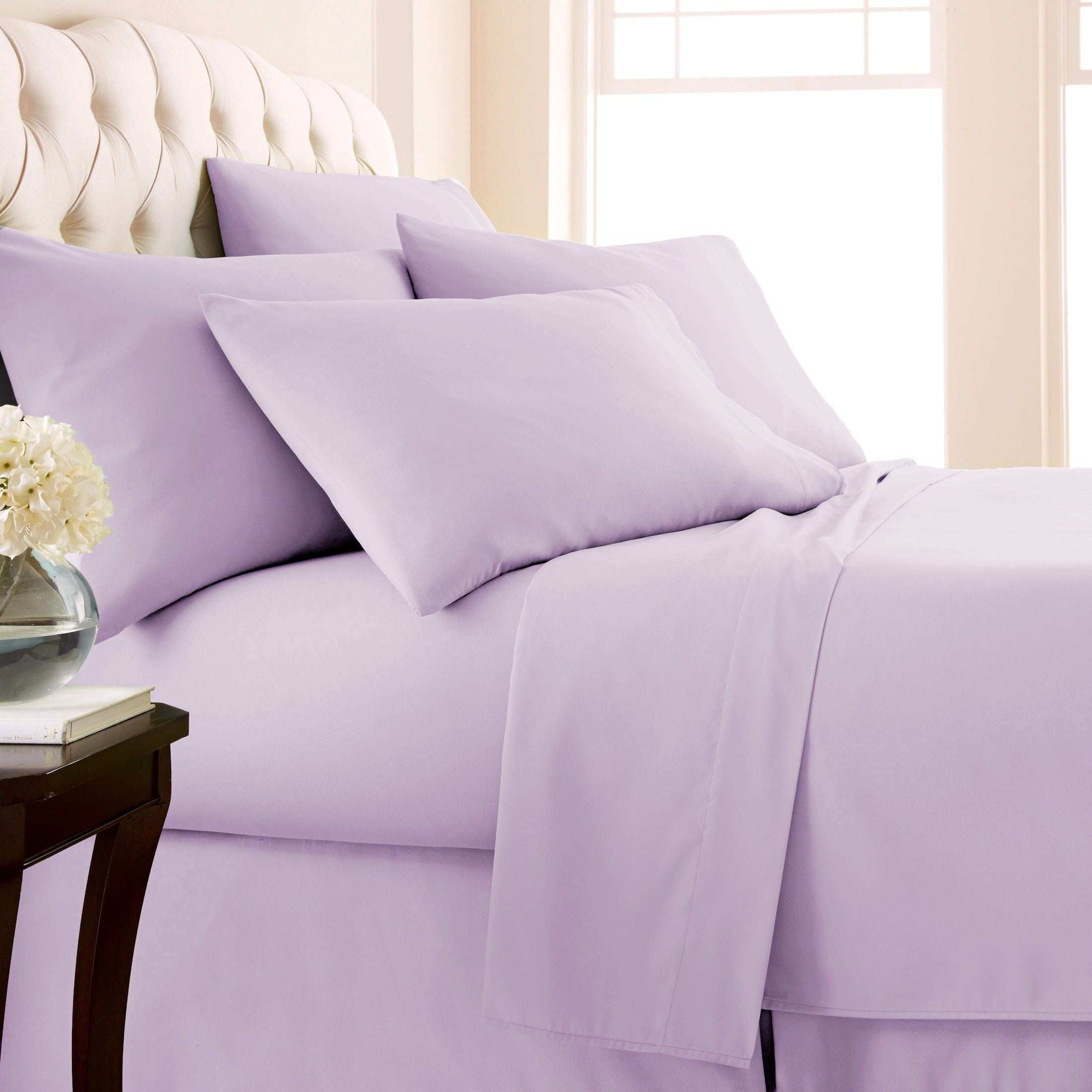 Side View of Everyday Essentials 6-Piece Sheet Set in Lilac#color_lilac