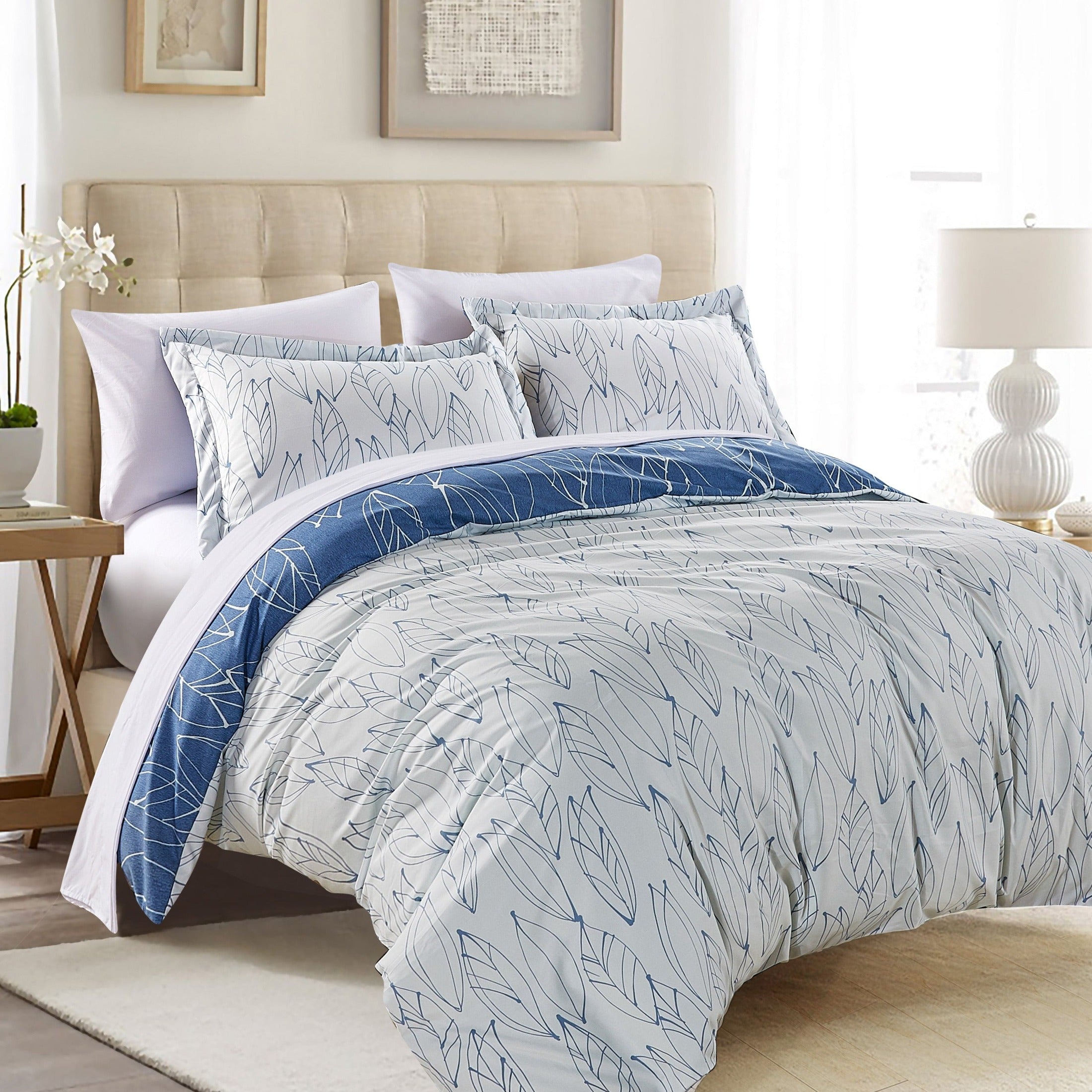 Modern Foliage Reversible Duvet Cover Set