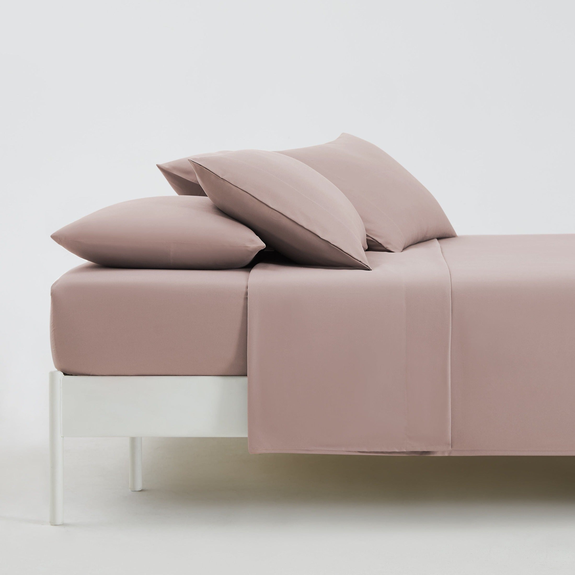 Side View of Everyday Essentials 6-Piece Sheet Set in Muted Mauve#color_muted-mauve
