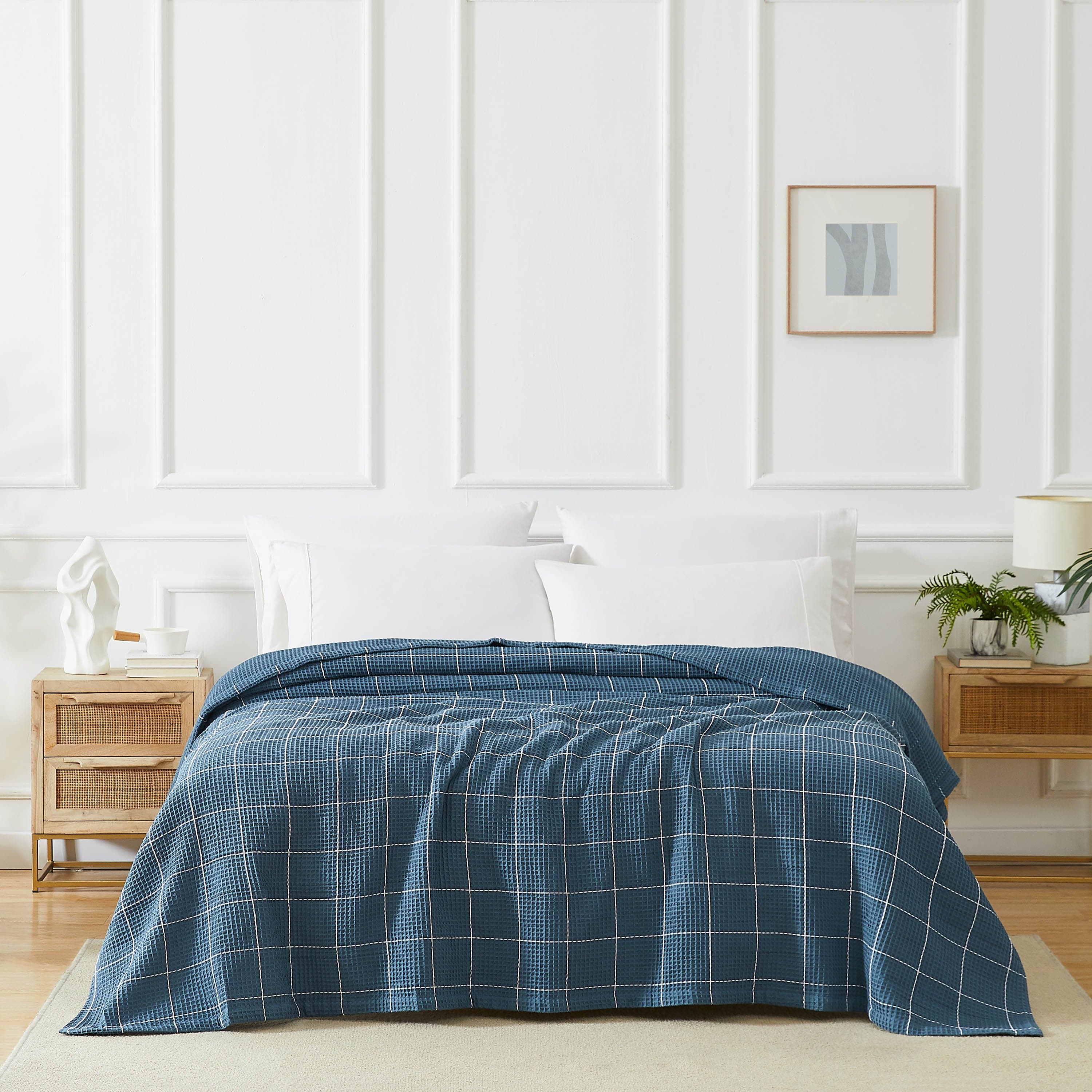 Check Cotton Waffle Blankets and Throws