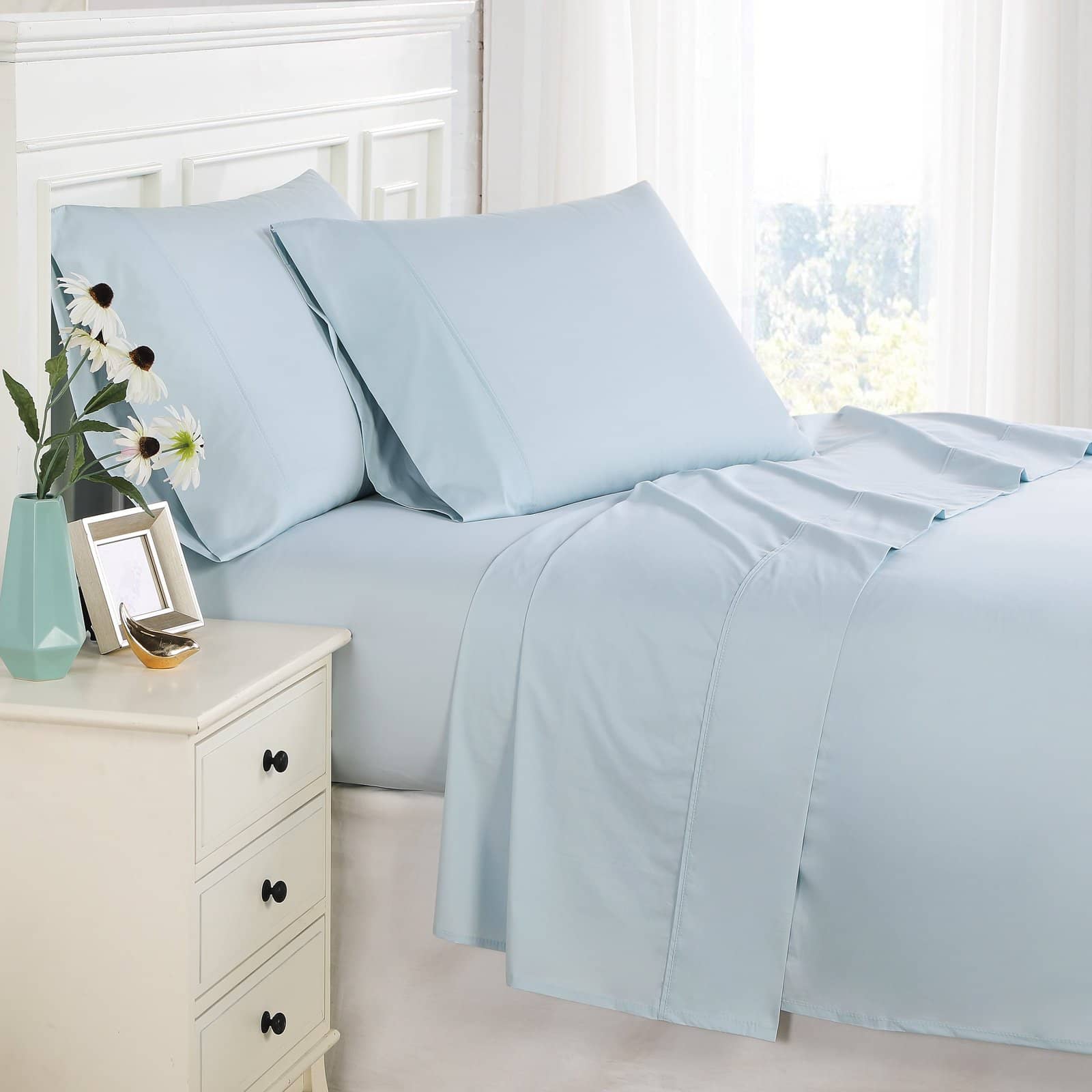 Percale Sheet Set in Blue#color_percale-blue
