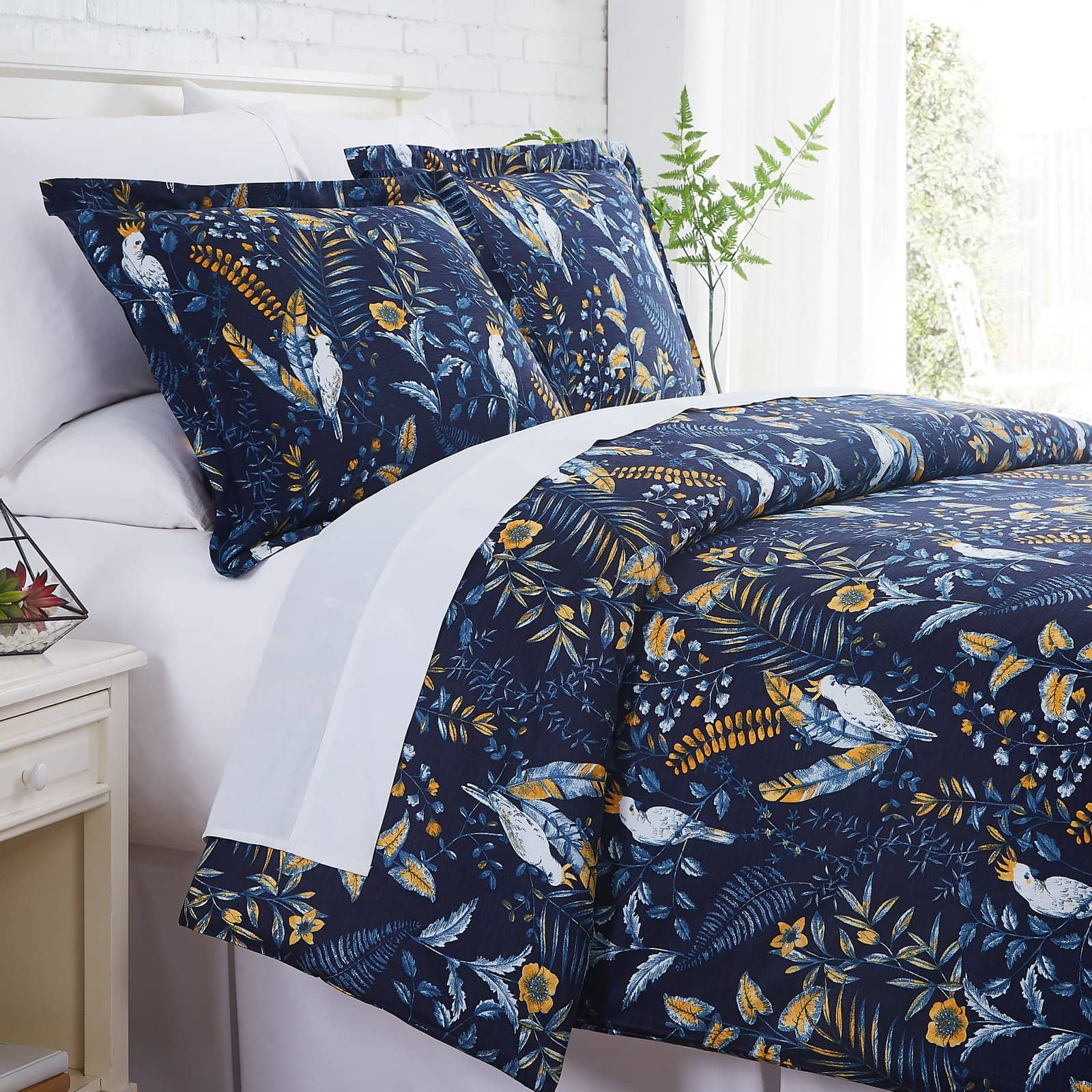 Paradise Cotton Duvet Cover in Blue#color_paradise-blue