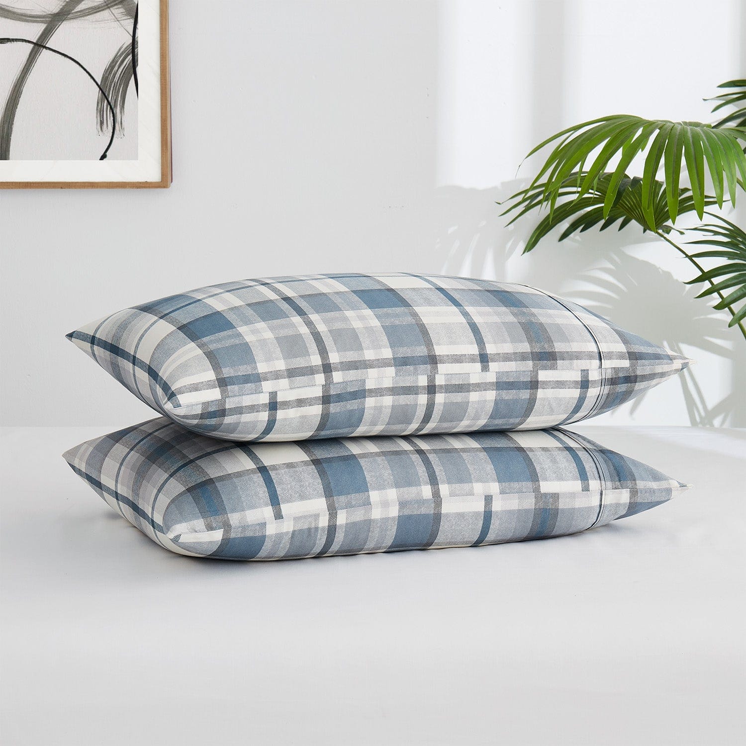 Pillowcases Stack of Highland Cotton Pillowcase in Blue#color_highland-blue