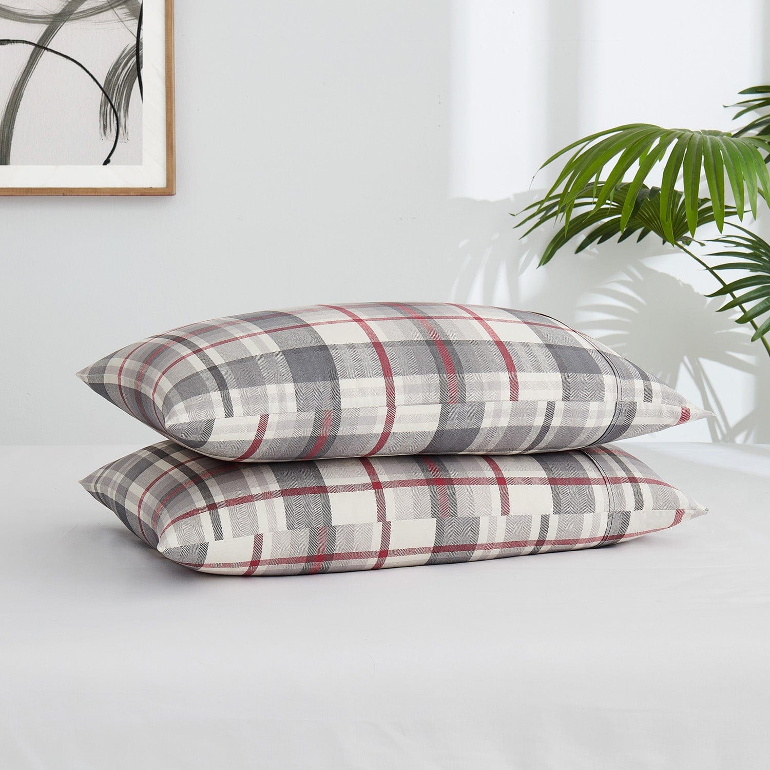 Pillowcases Stack of Highland Cotton Pillowcase in Grey#color_highland-grey