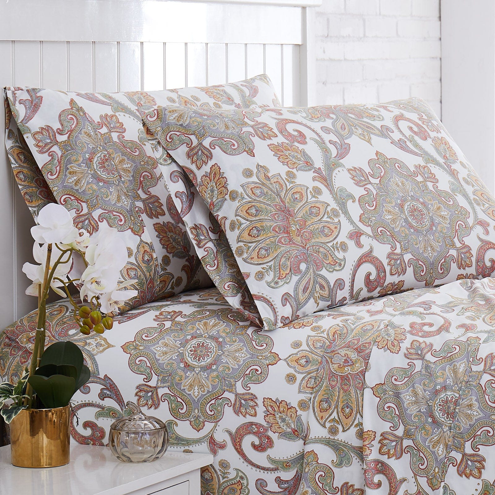 Close Up View of Serenity Pillow Shams in Red#color_serenity-red