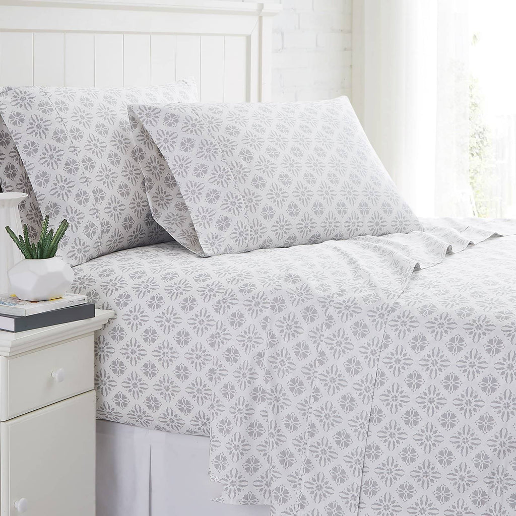 Aztec Dream Cotton Sheet Set in Grey#color_aztec-dreams-grey
