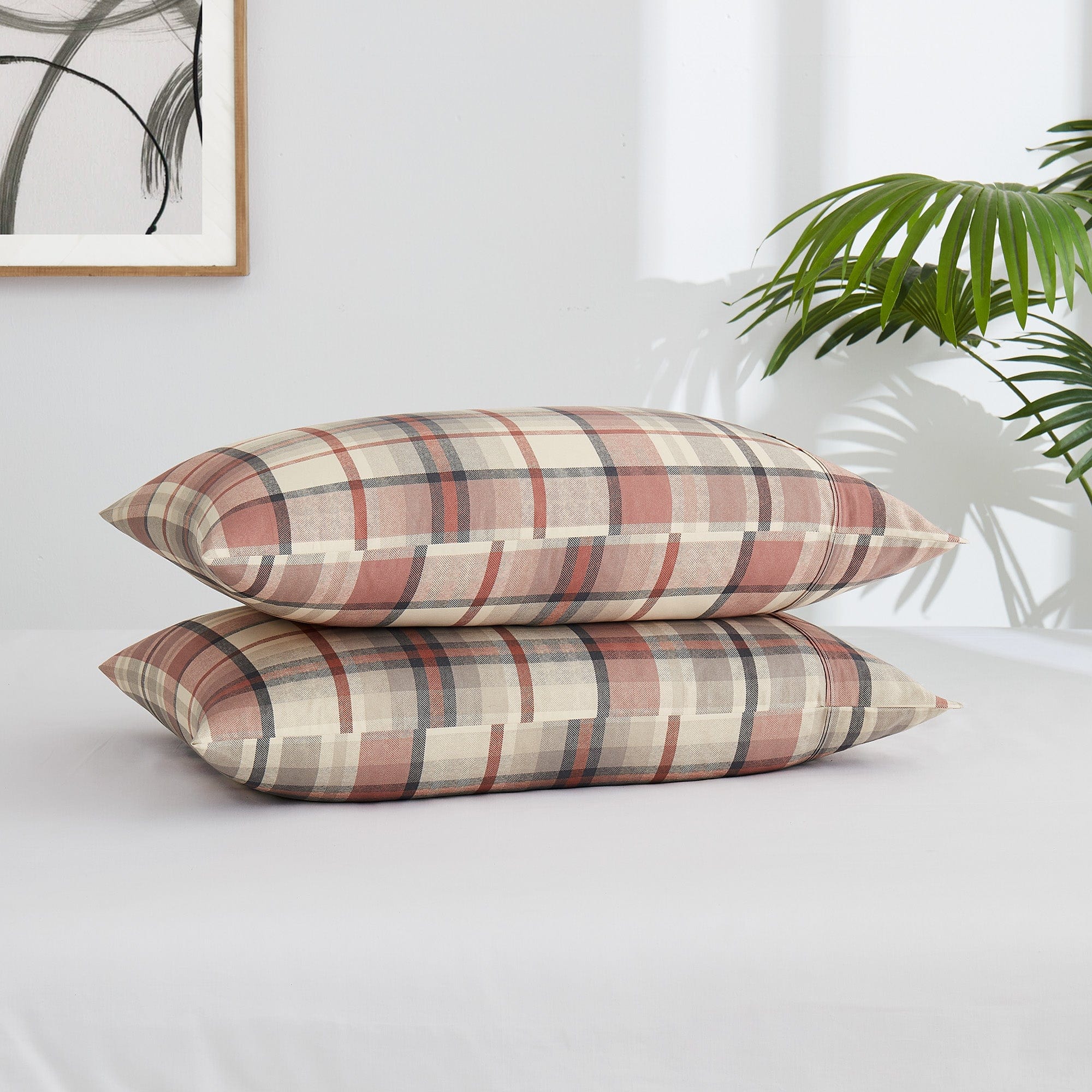 Pillowcases Stack of Highland Cotton Pillowcase in Rust#color_highland-rust