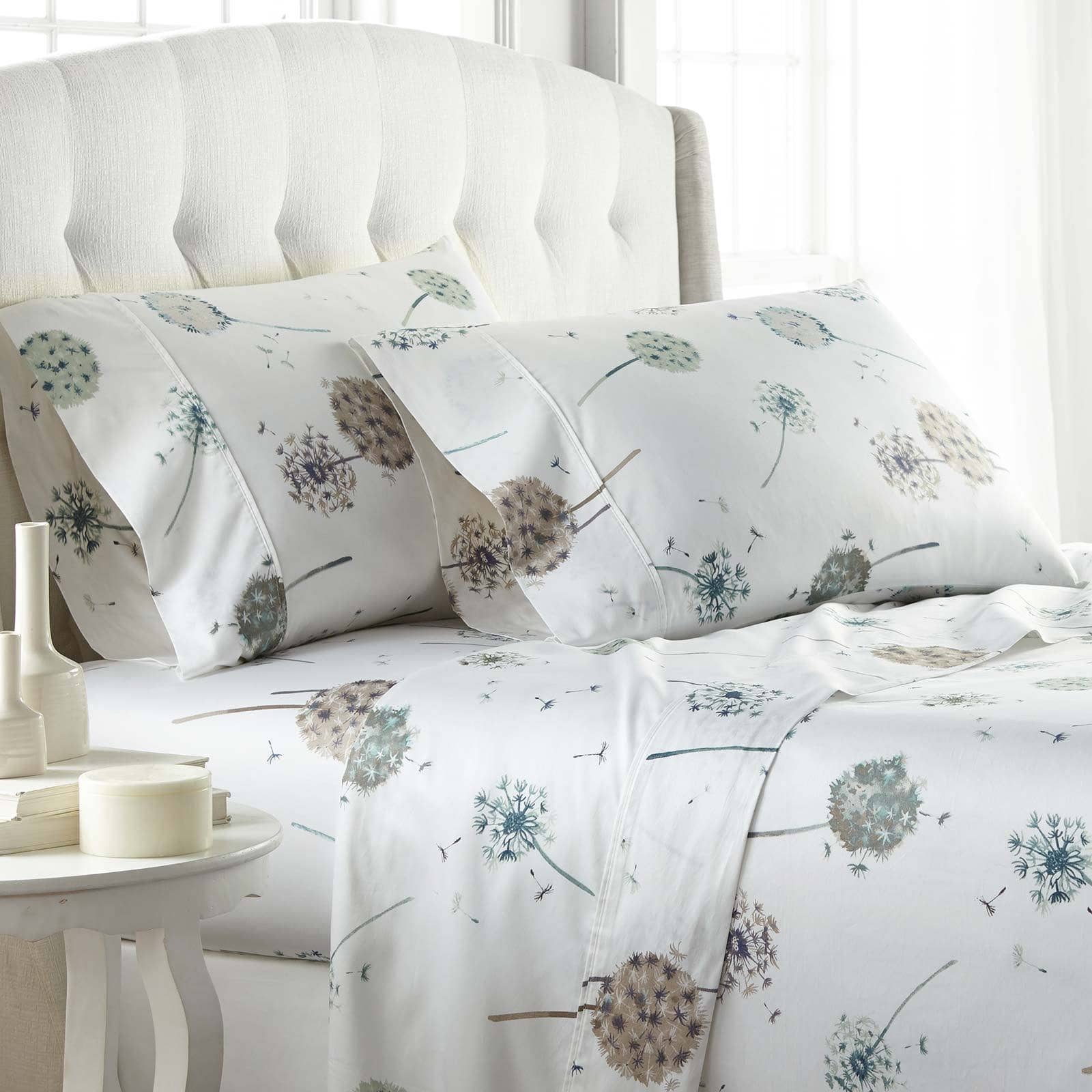 Dandelion Dreams 100% Cotton Sateen Pillow Cases in White#color_dandelion-white
