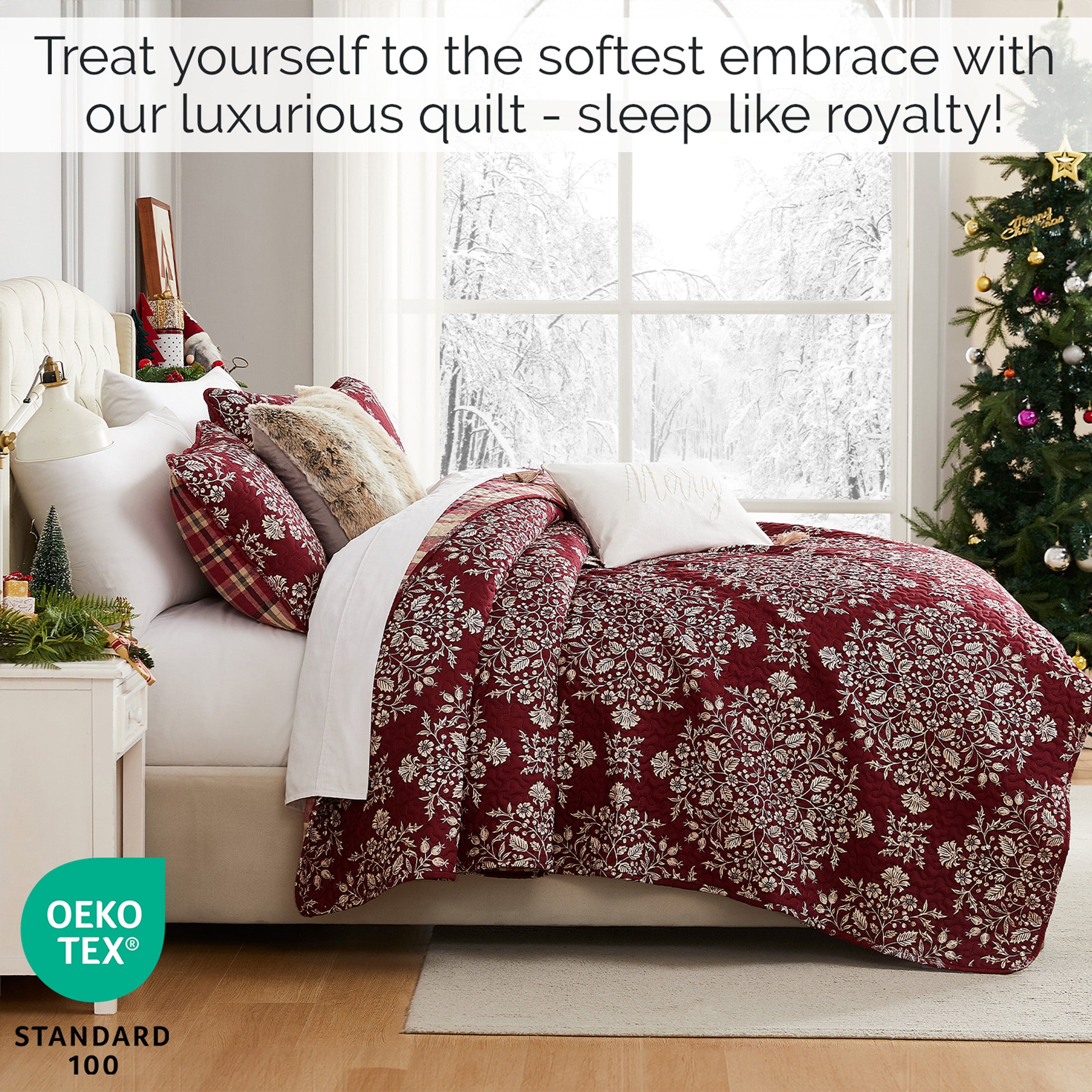 Christmas Carol Reversible 5-Piece Quilt Bedding Set