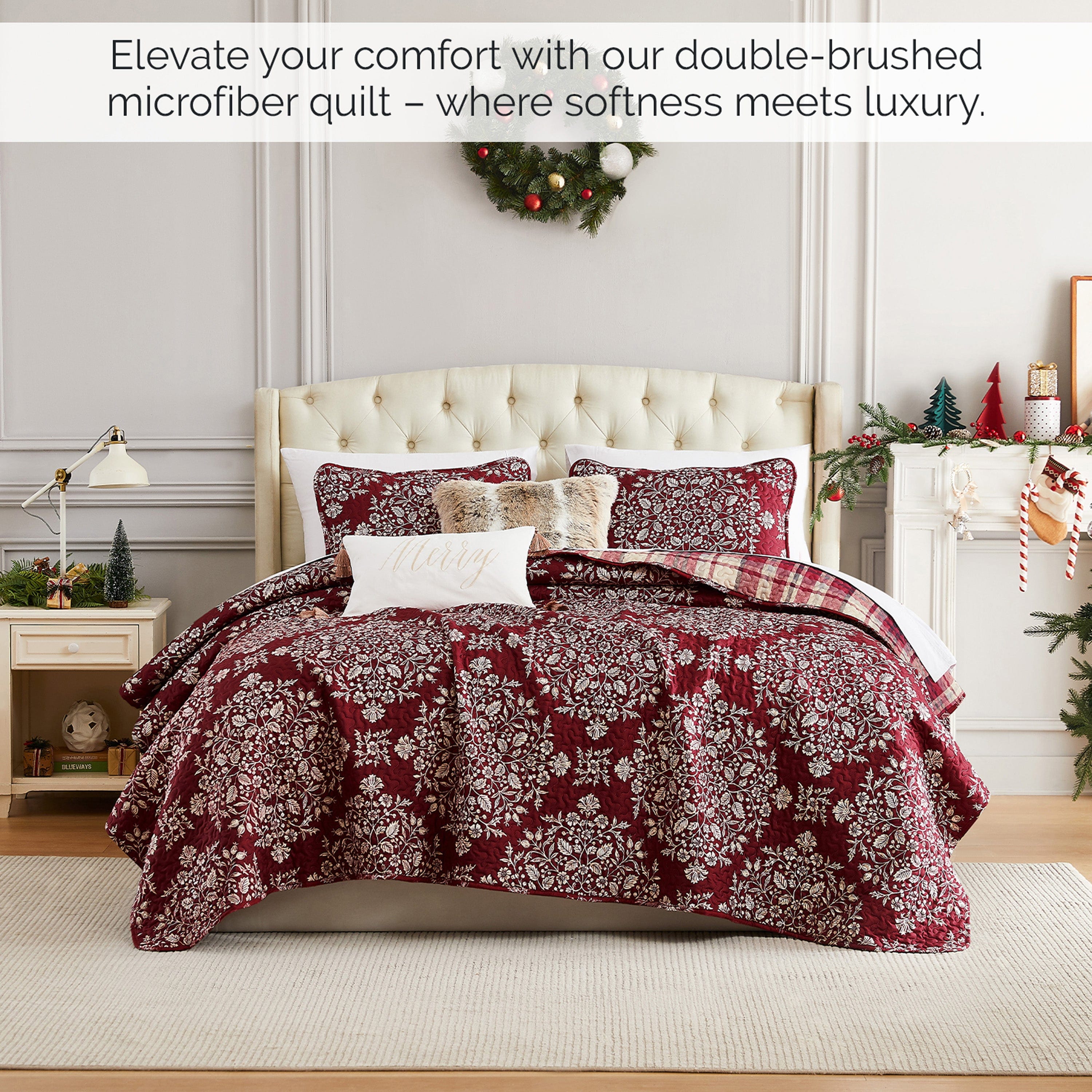 Christmas Carol Reversible 5-Piece Quilt Bedding Set