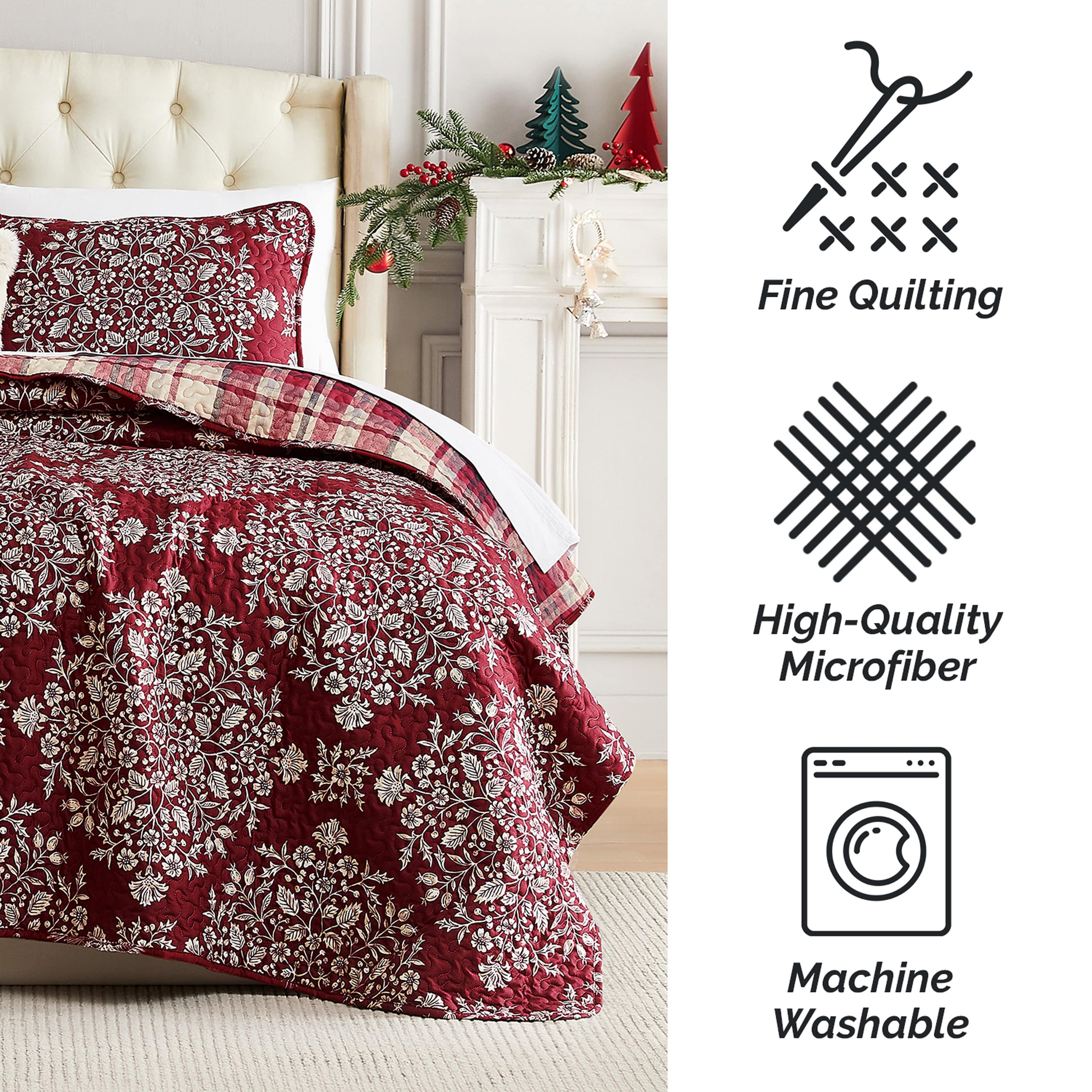 Christmas Carol Reversible 5-Piece Quilt Bedding Set