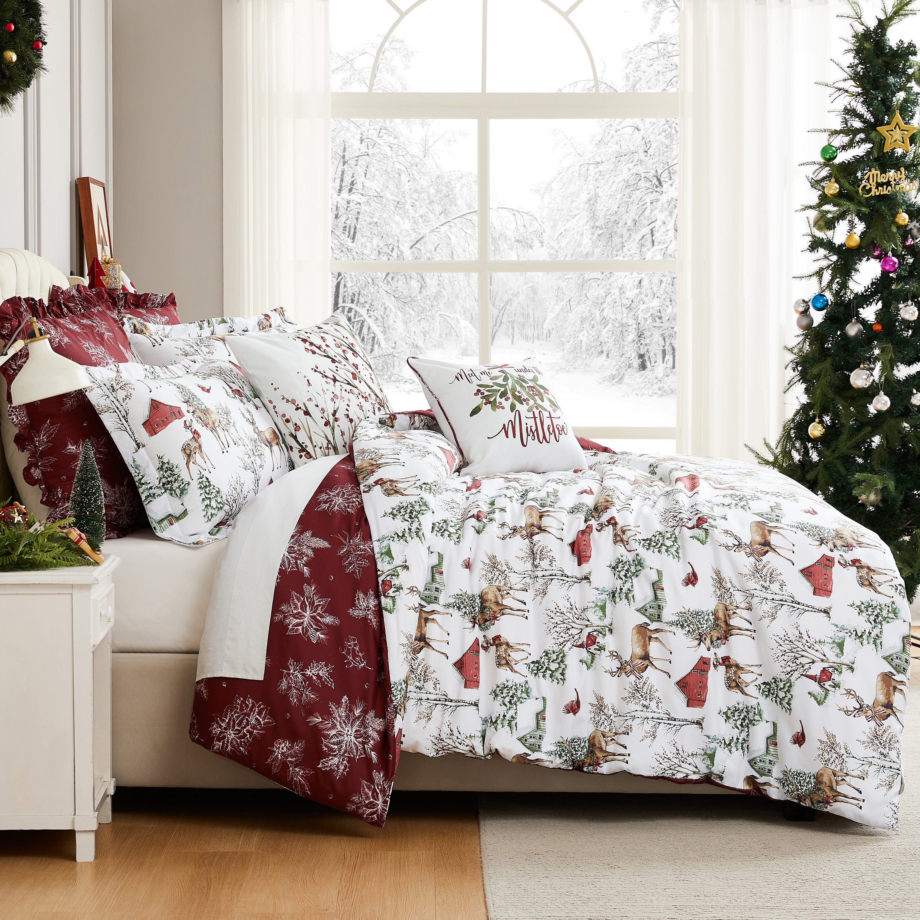 White Christmas 7-Piece Comforter Bedding Set