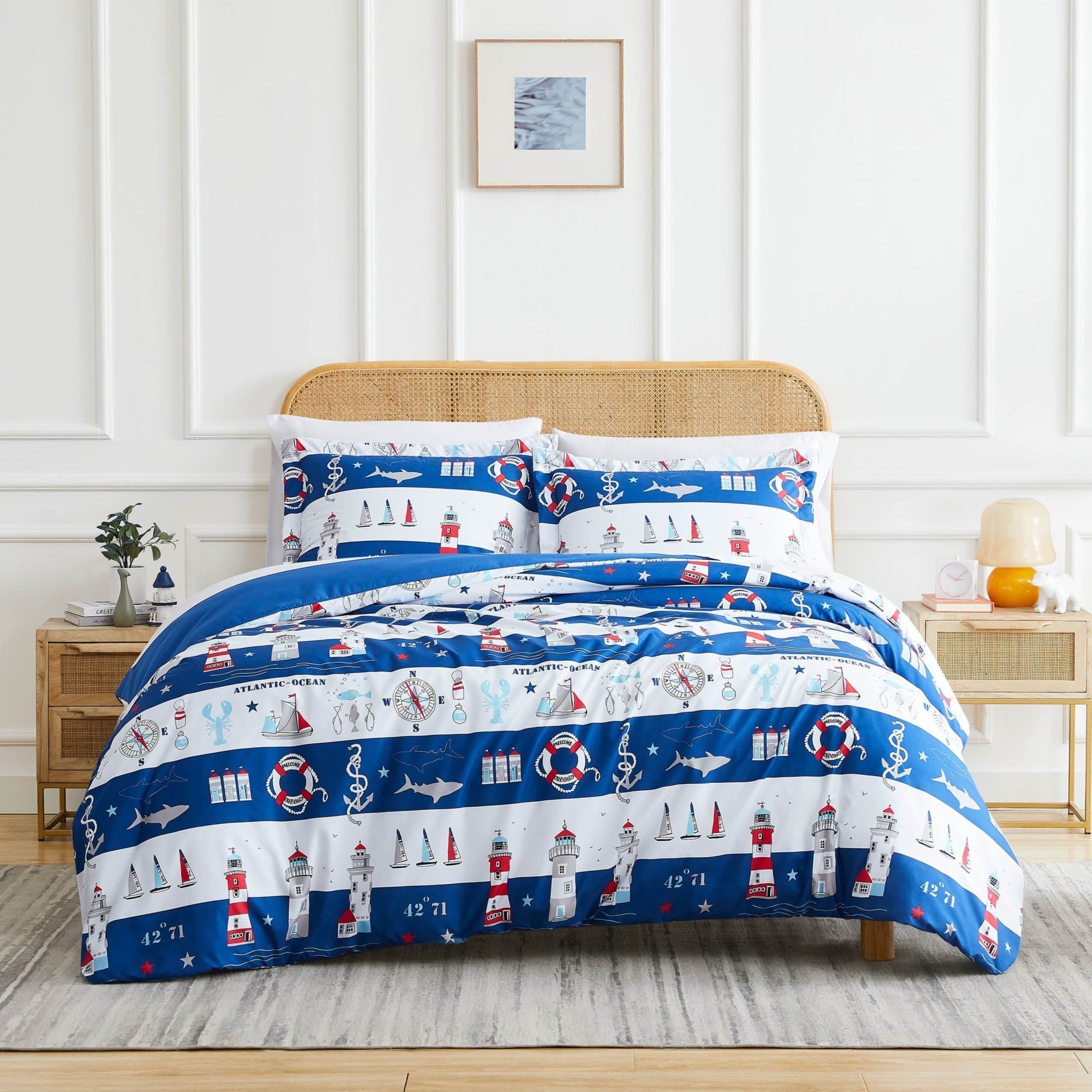 Front View of Atlantic Comforter Set #color_atlantic-blue