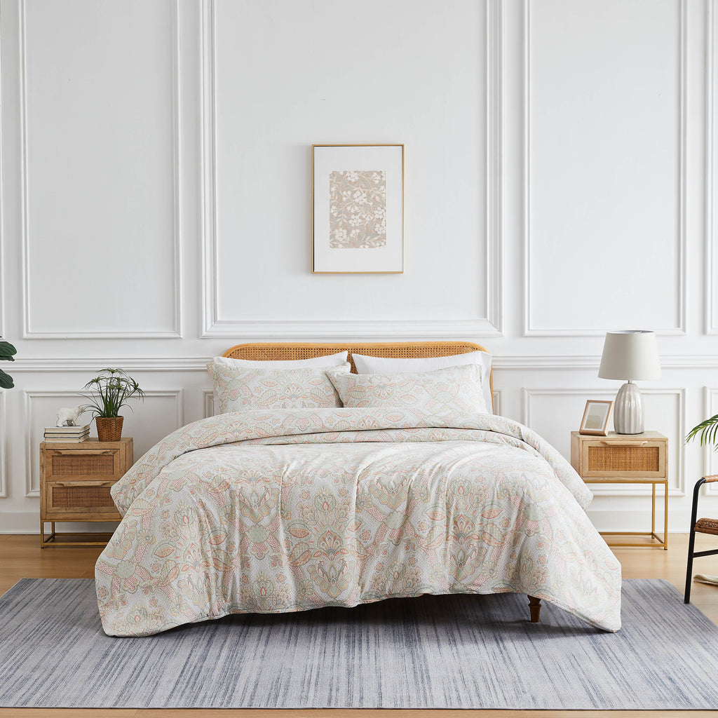 Front View of Enchantment Comforter Set in coral#color_enchantment-coral