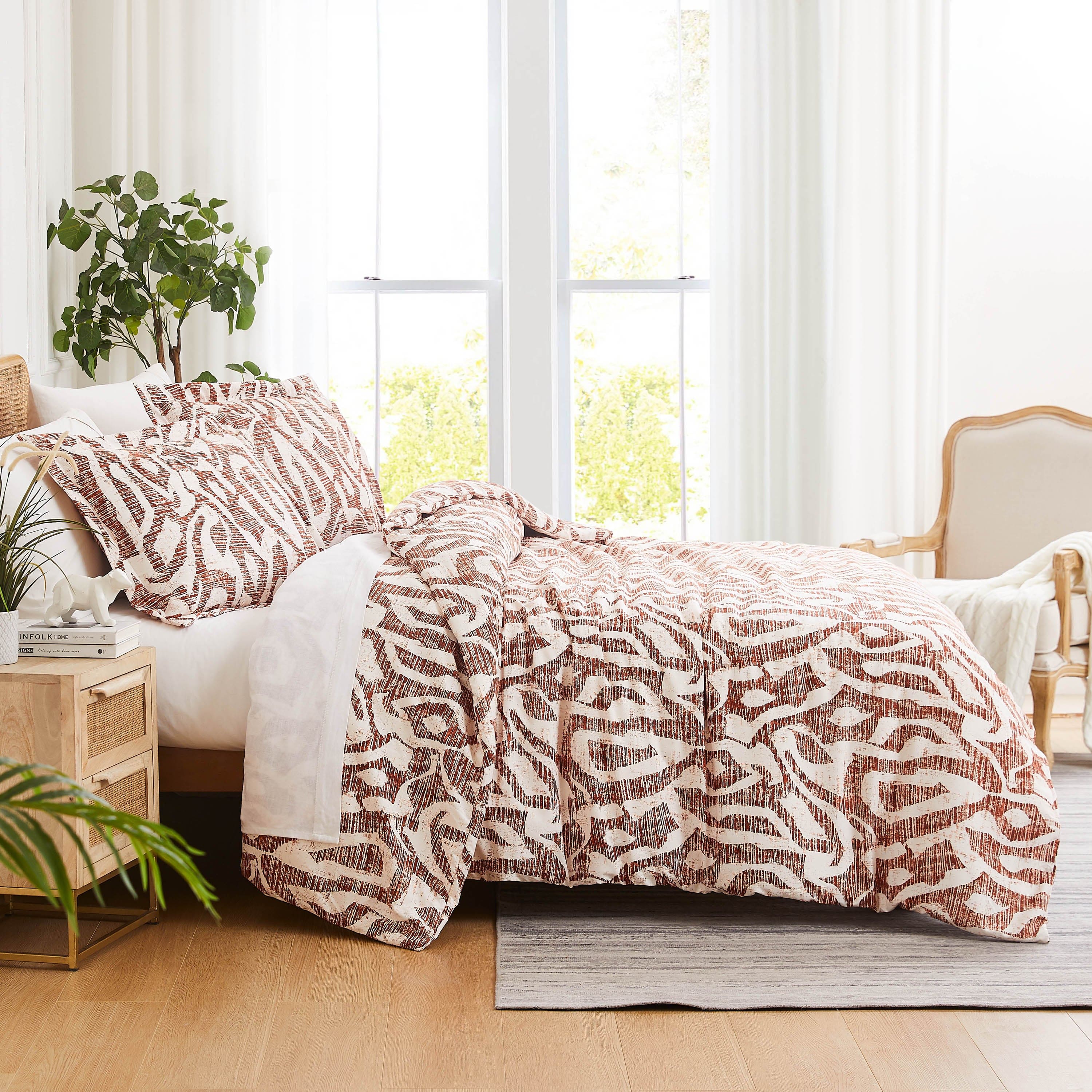 Side View of Khari Comforter Set in Rust #color_khari-rust