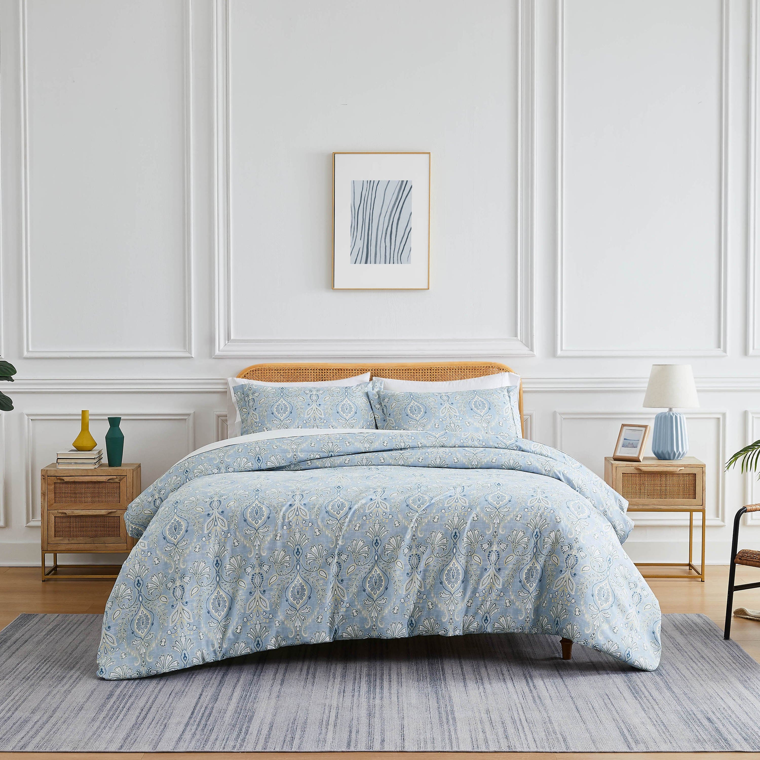 Front View of Paisley Grace Comforter Set in blue#color_paisley-grace-blue