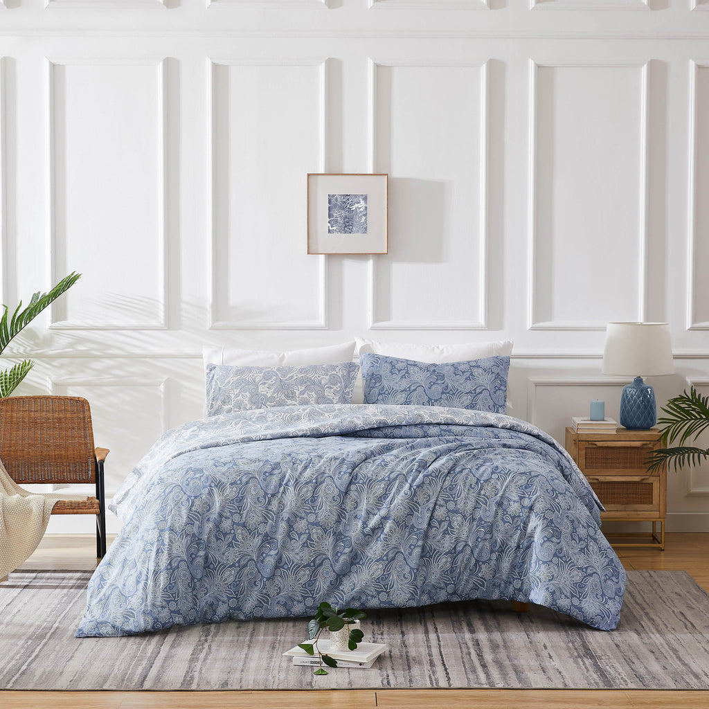 Front View of Perfect Paisley Comforter Set in blue#color_perfect-paisley-blue