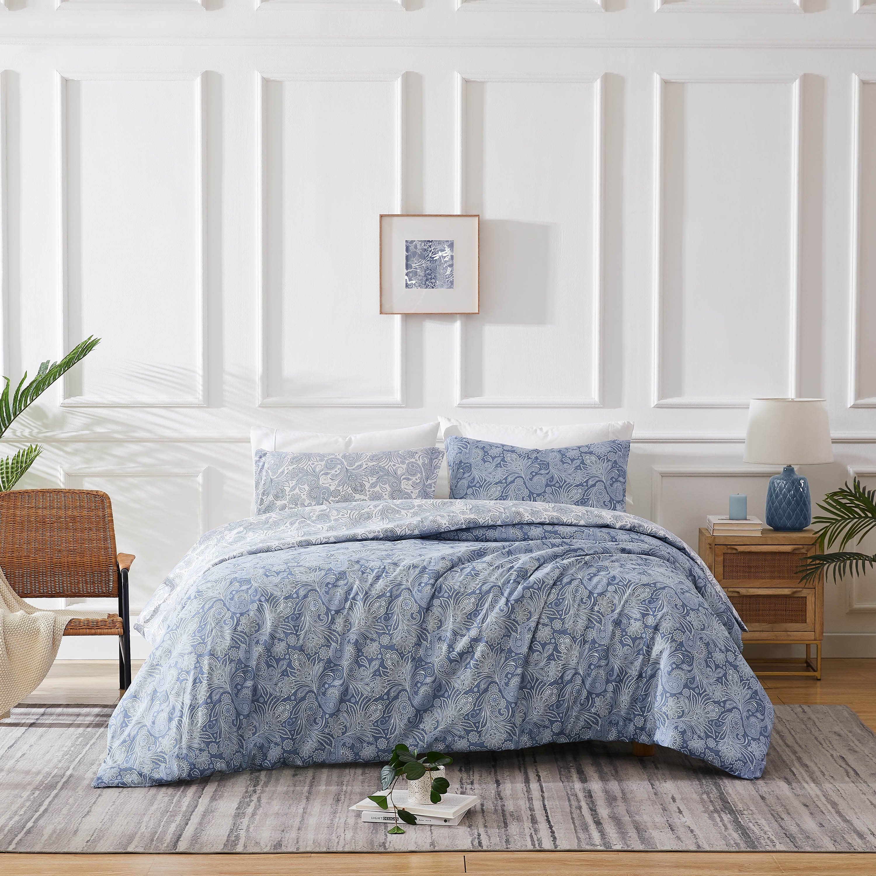 Front View of Perfect Paisley Comforter Set in blue#color_perfect-paisley-blue