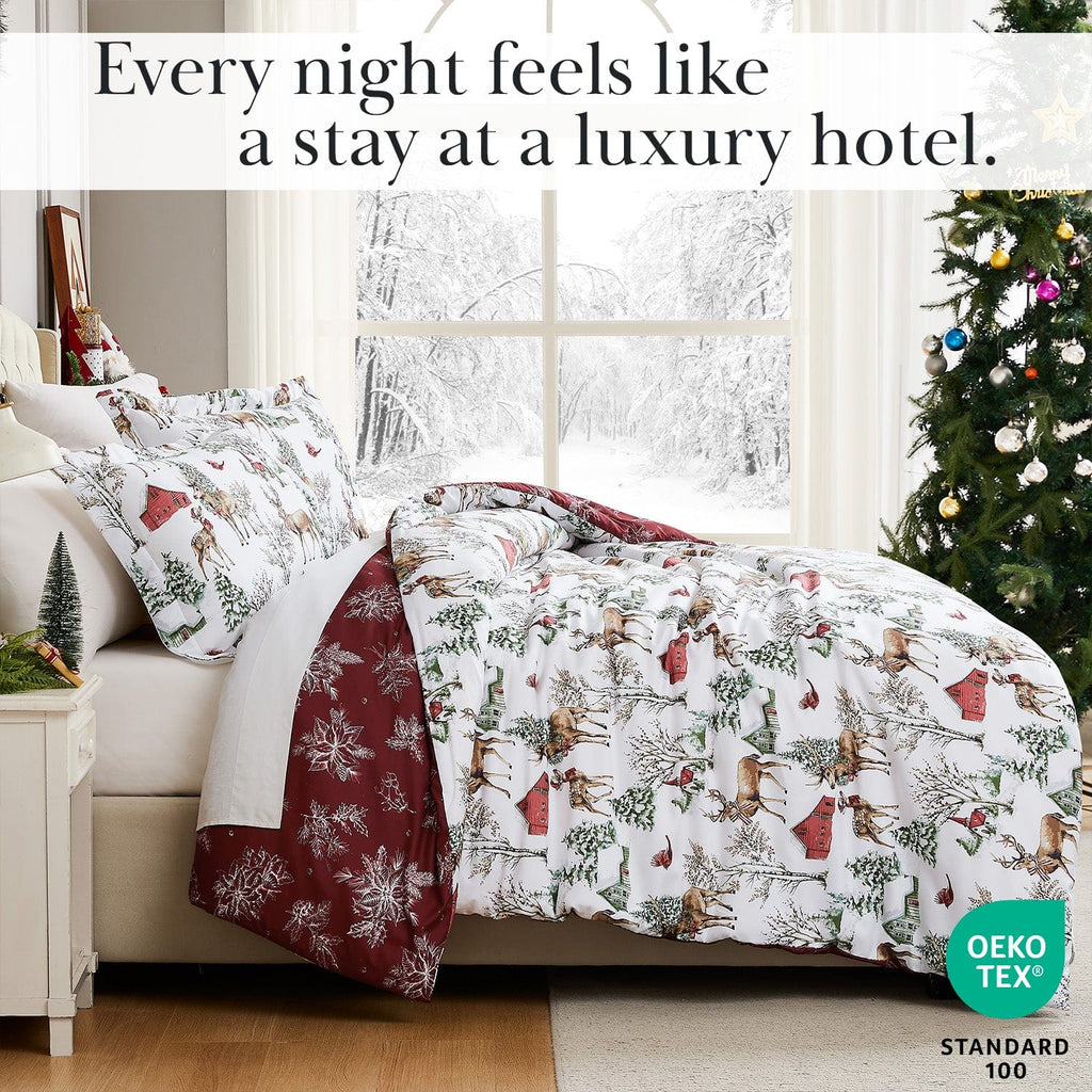 White Christmas Reversible Comforter Set