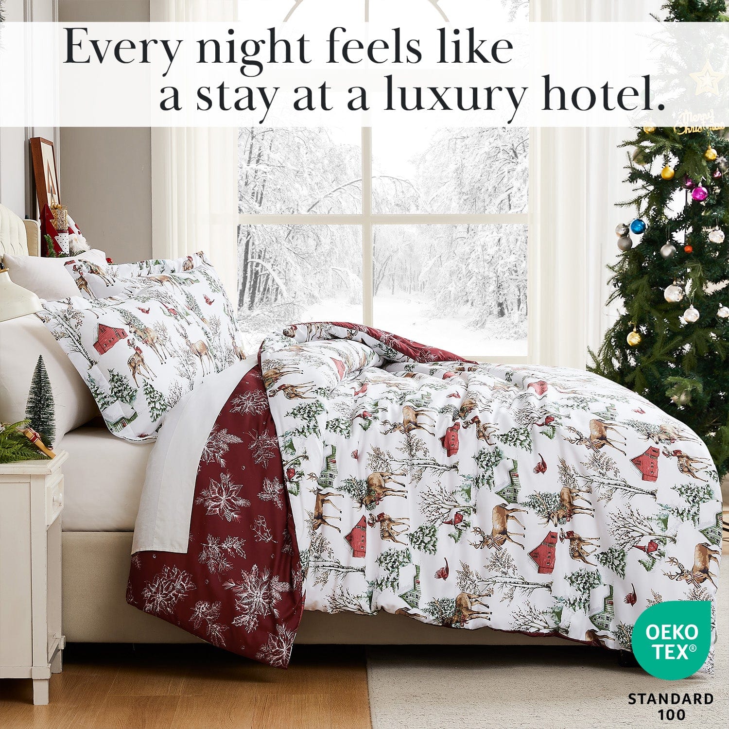 White Christmas Reversible Comforter Set