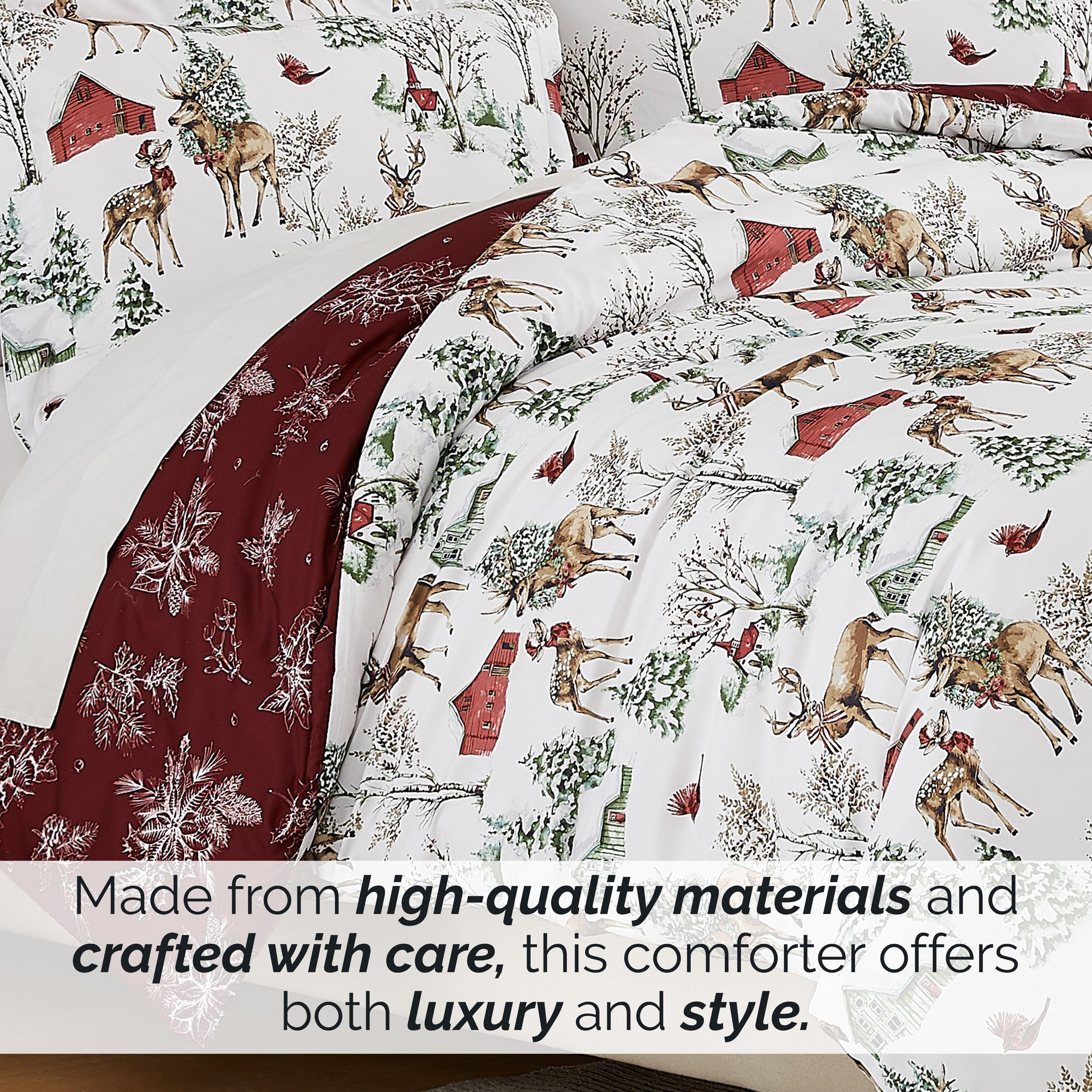 White Christmas Reversible Comforter Set