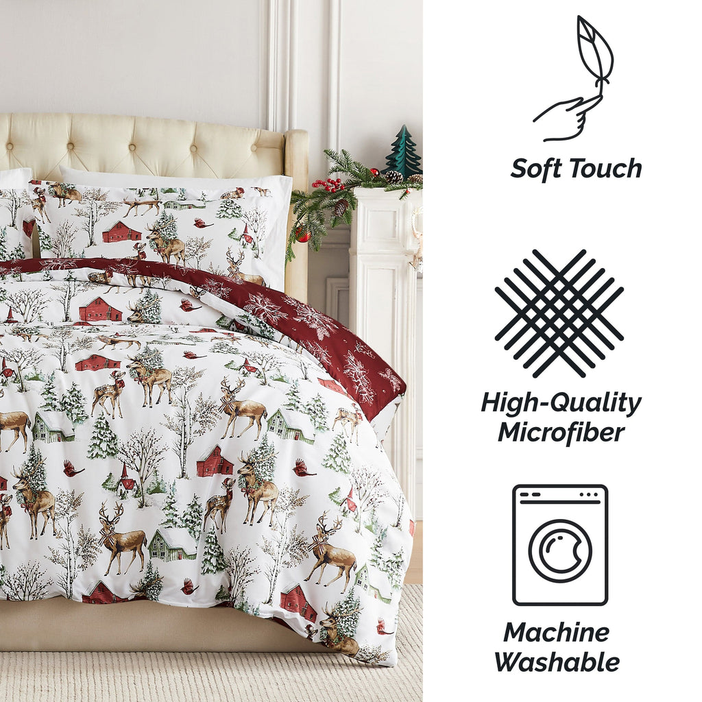 White Christmas Reversible Comforter Set