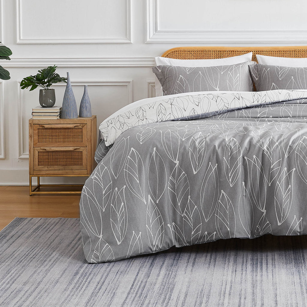 Modern Foliage Reversible Duvet Cover Set