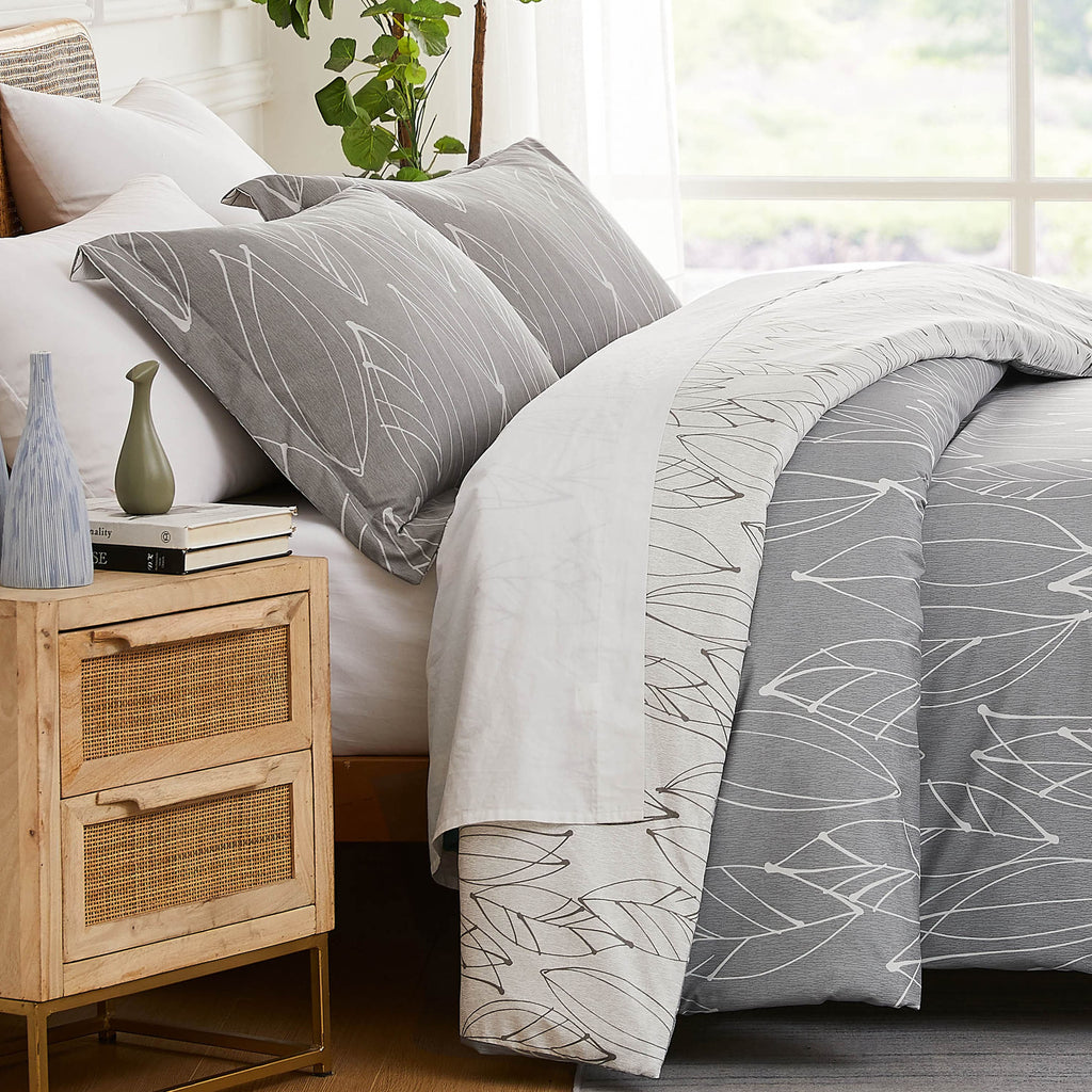Modern Foliage Reversible Duvet Cover Set