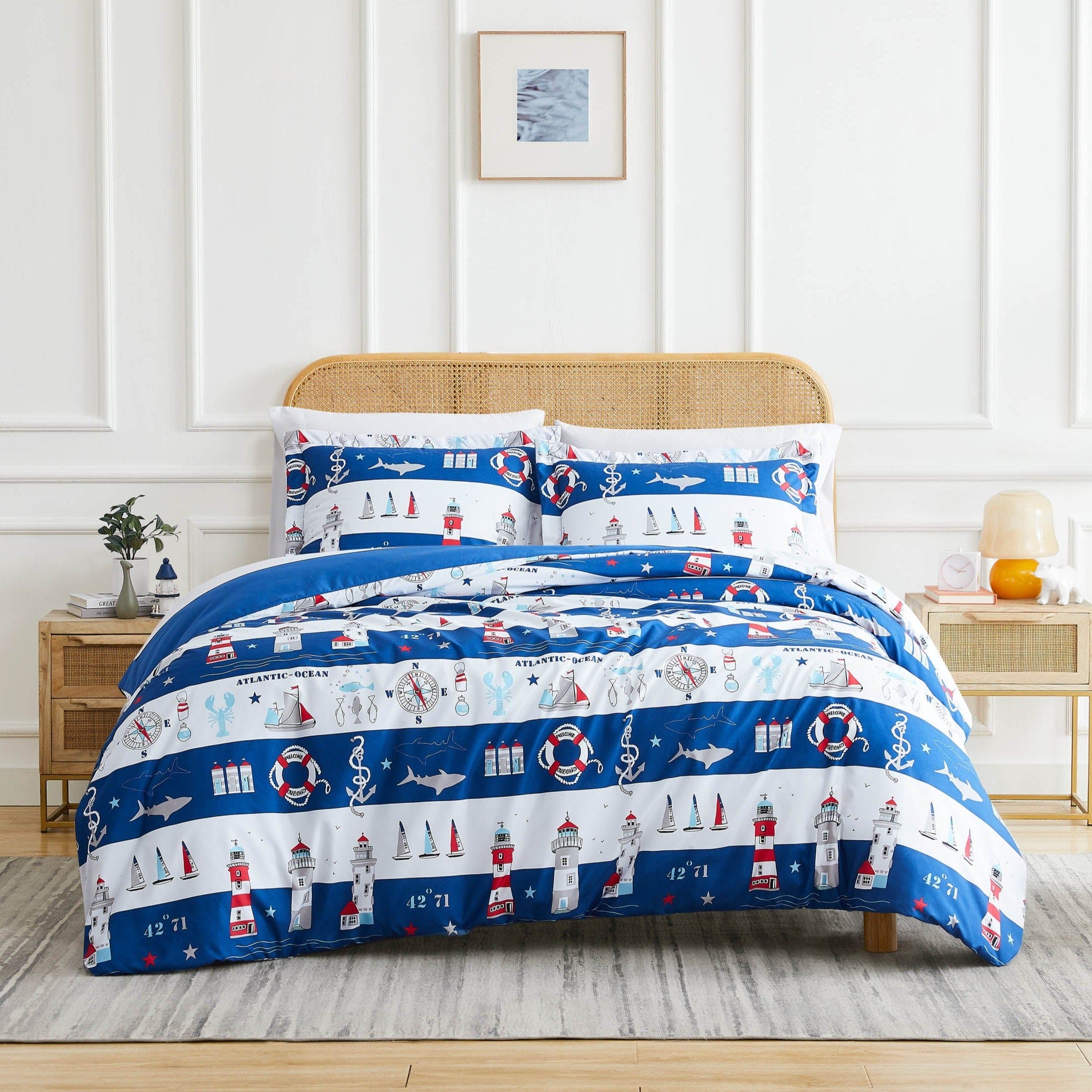 Front View of Atlantic Duvet Cover Set #color_atlantic-blue