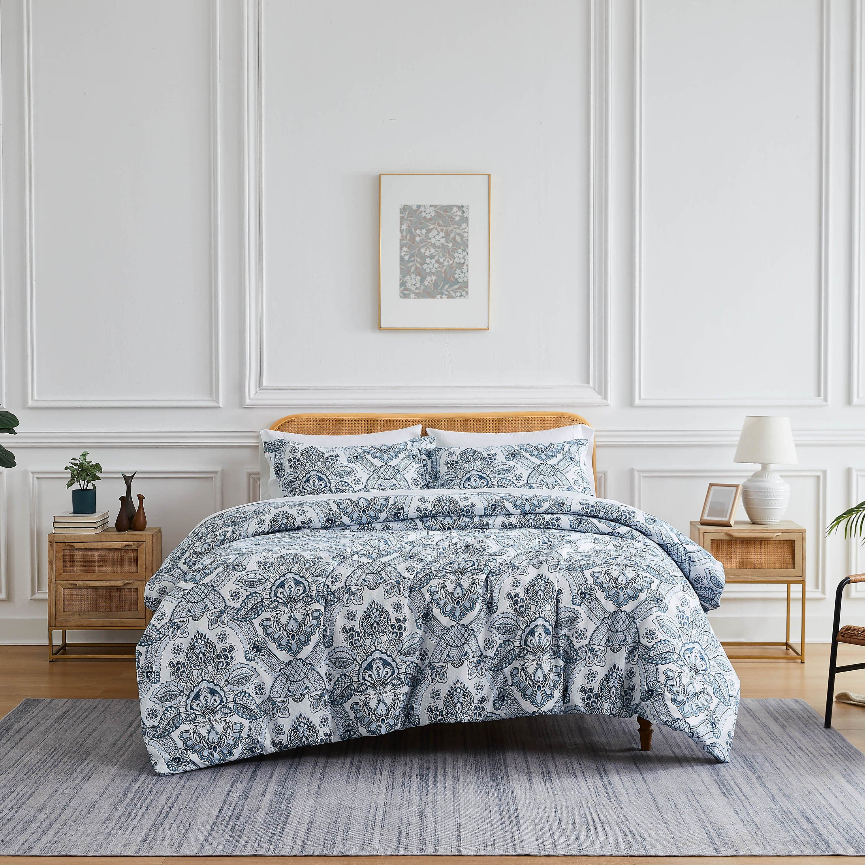 Front View of Enchantment Duvet Cover in blue#color_enchantment-blue