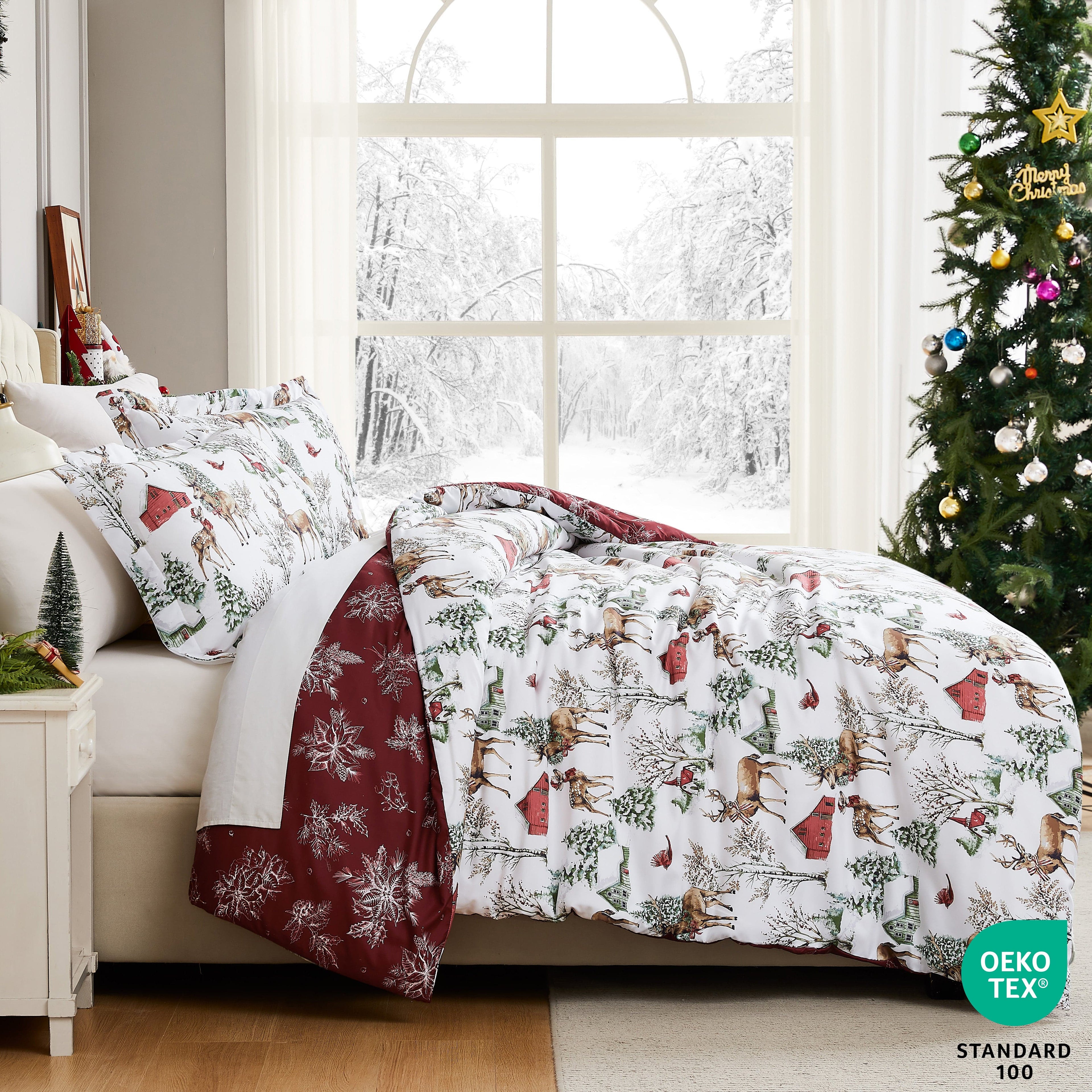 White Christmas Reversible Duvet Cover Set