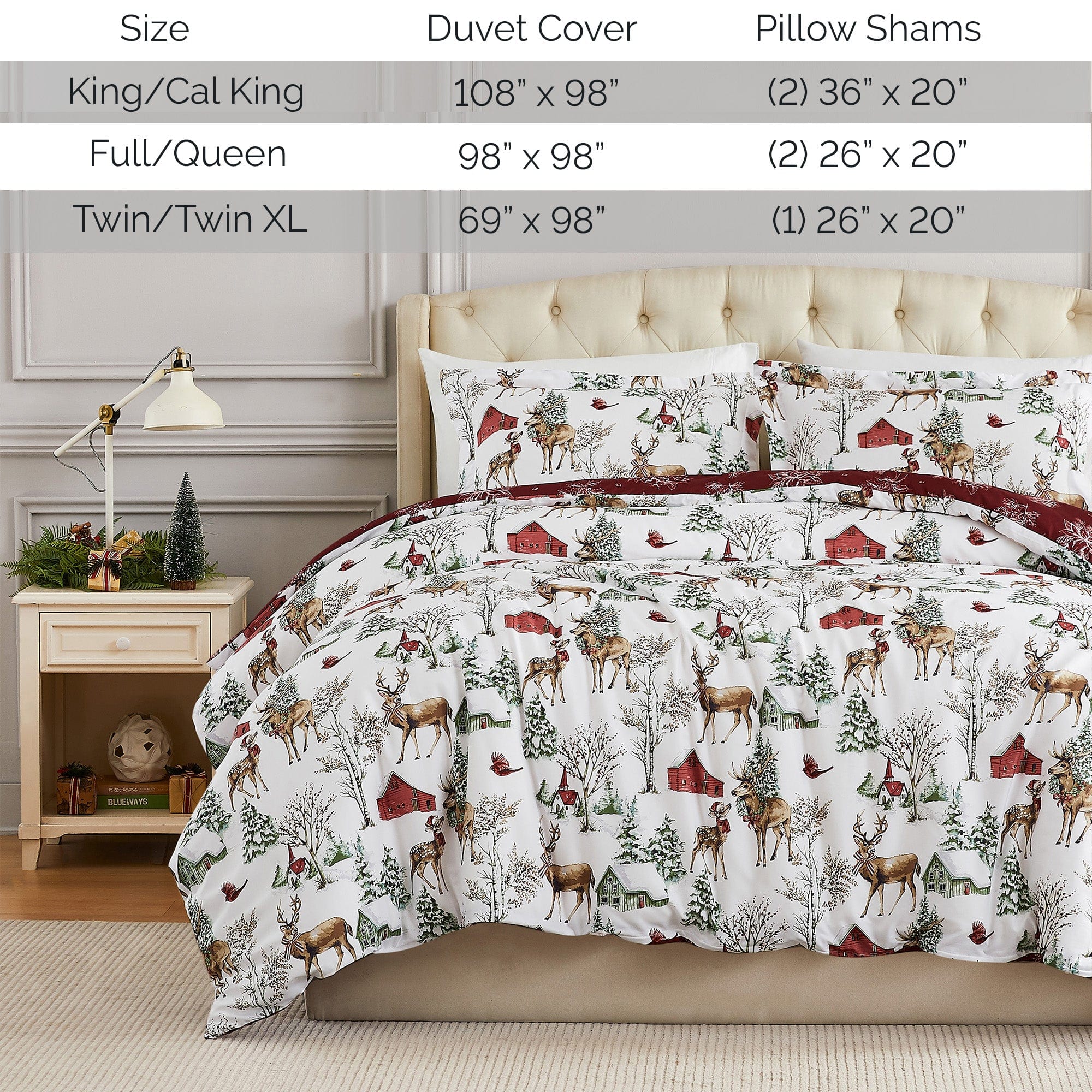 White Christmas Reversible Duvet Cover Set