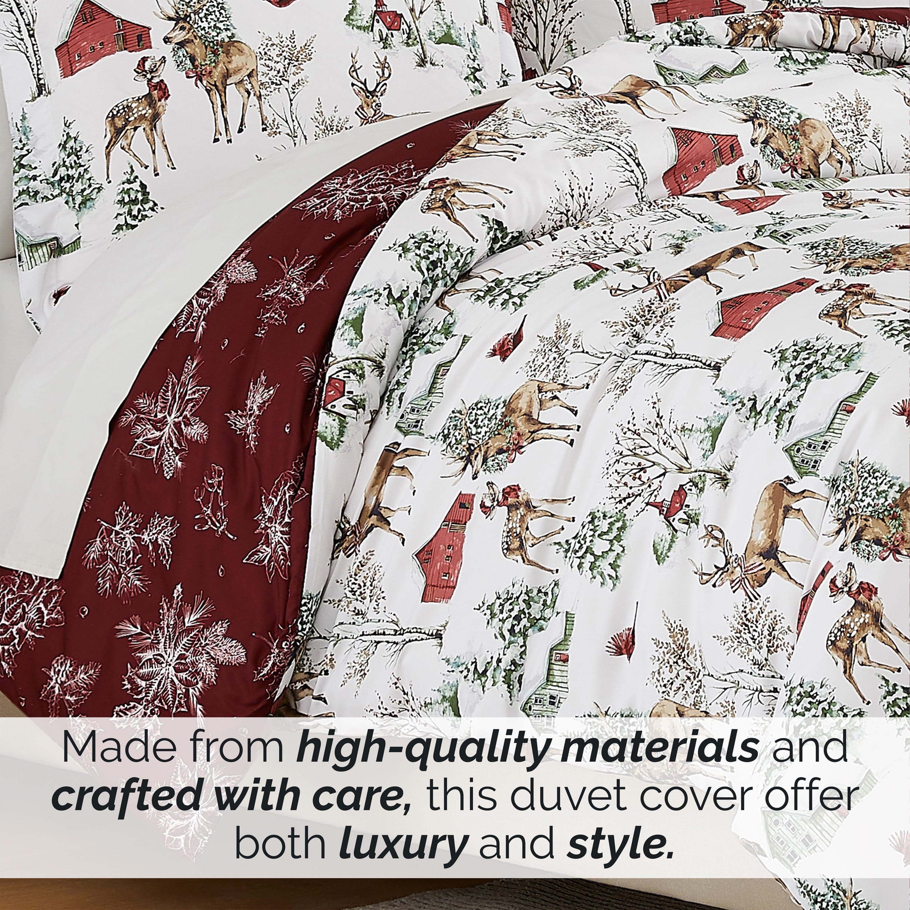 White Christmas Reversible Duvet Cover Set