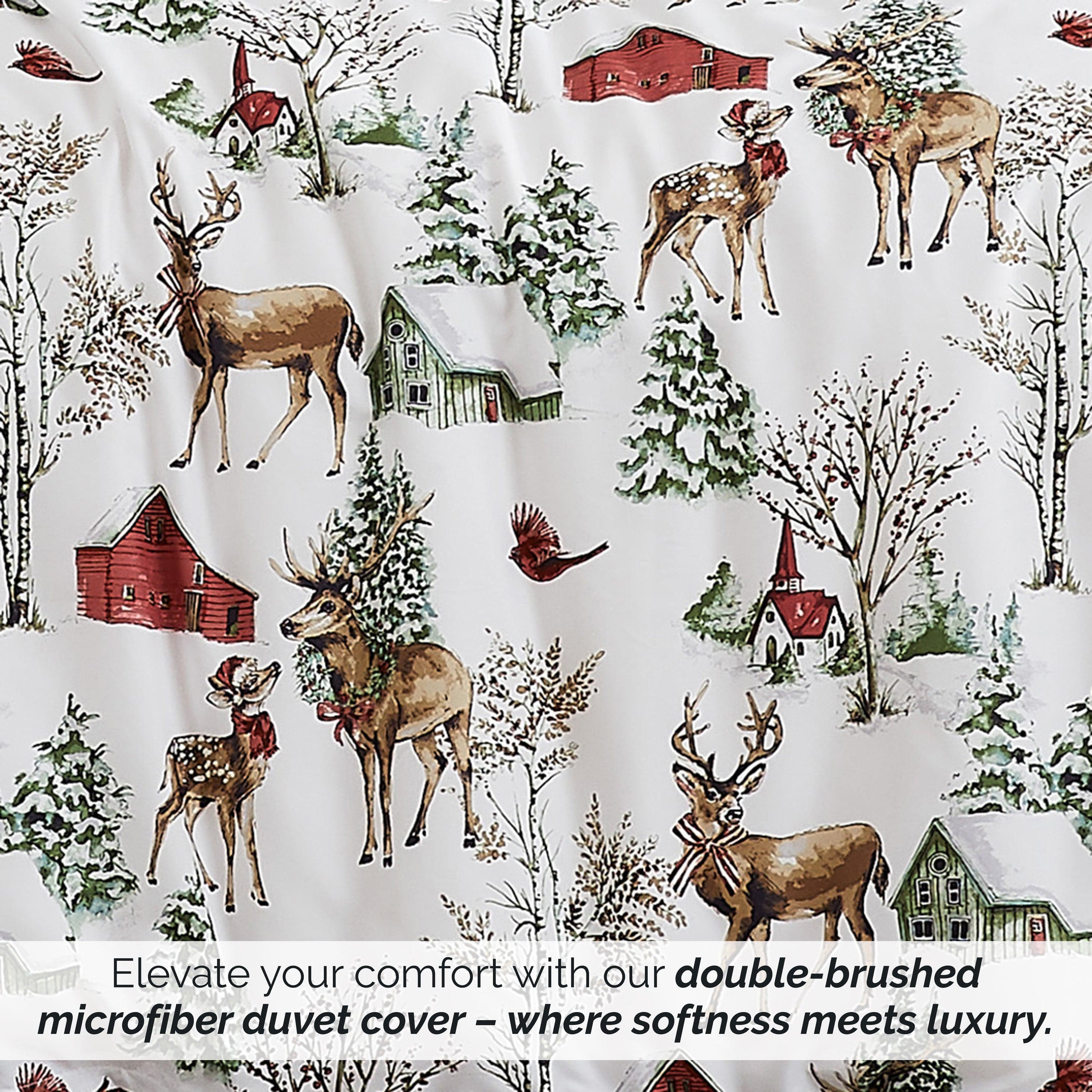 White Christmas Reversible Duvet Cover Set