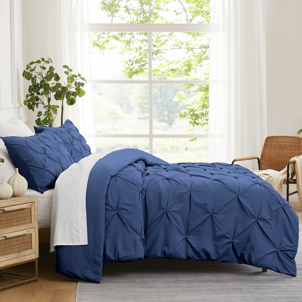 Pintuck Pinch Pleated Duvet Cover Set