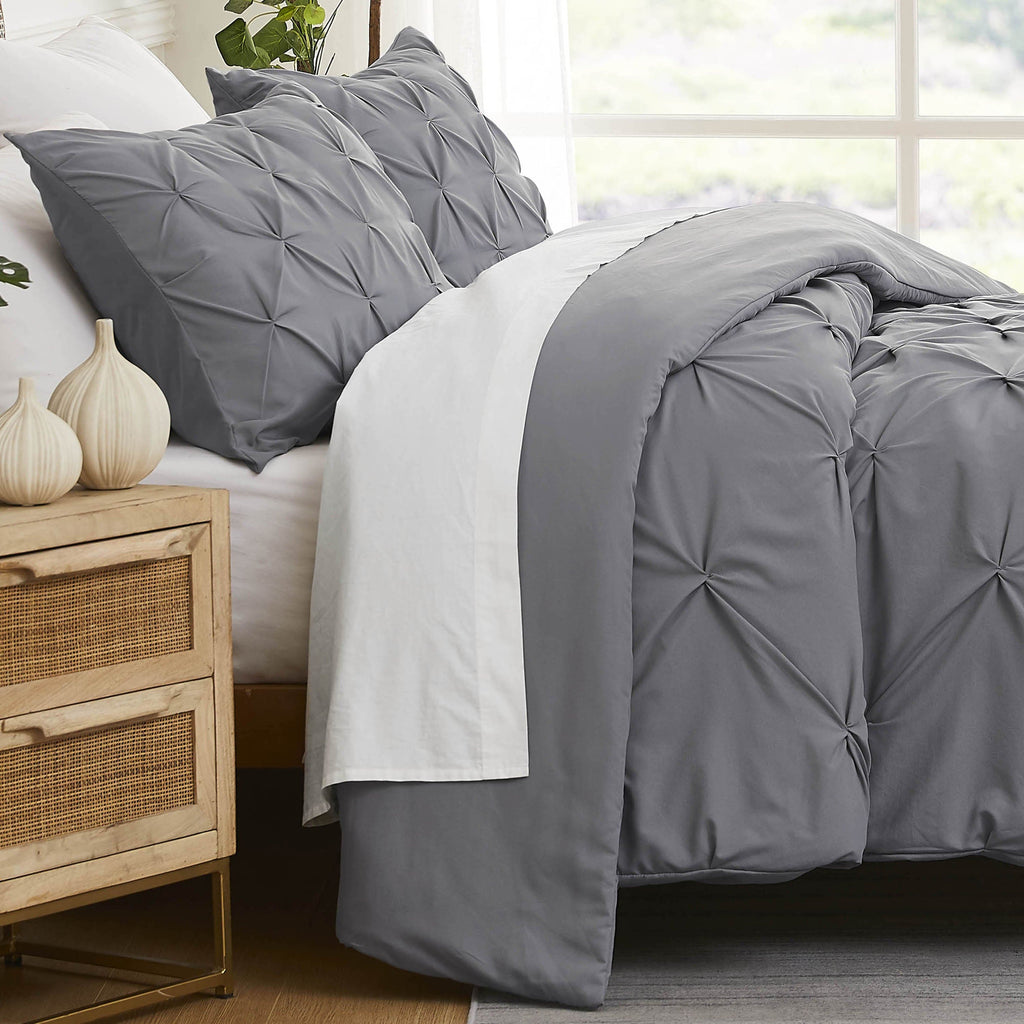 Pintuck Pinch Pleated Duvet Cover Set