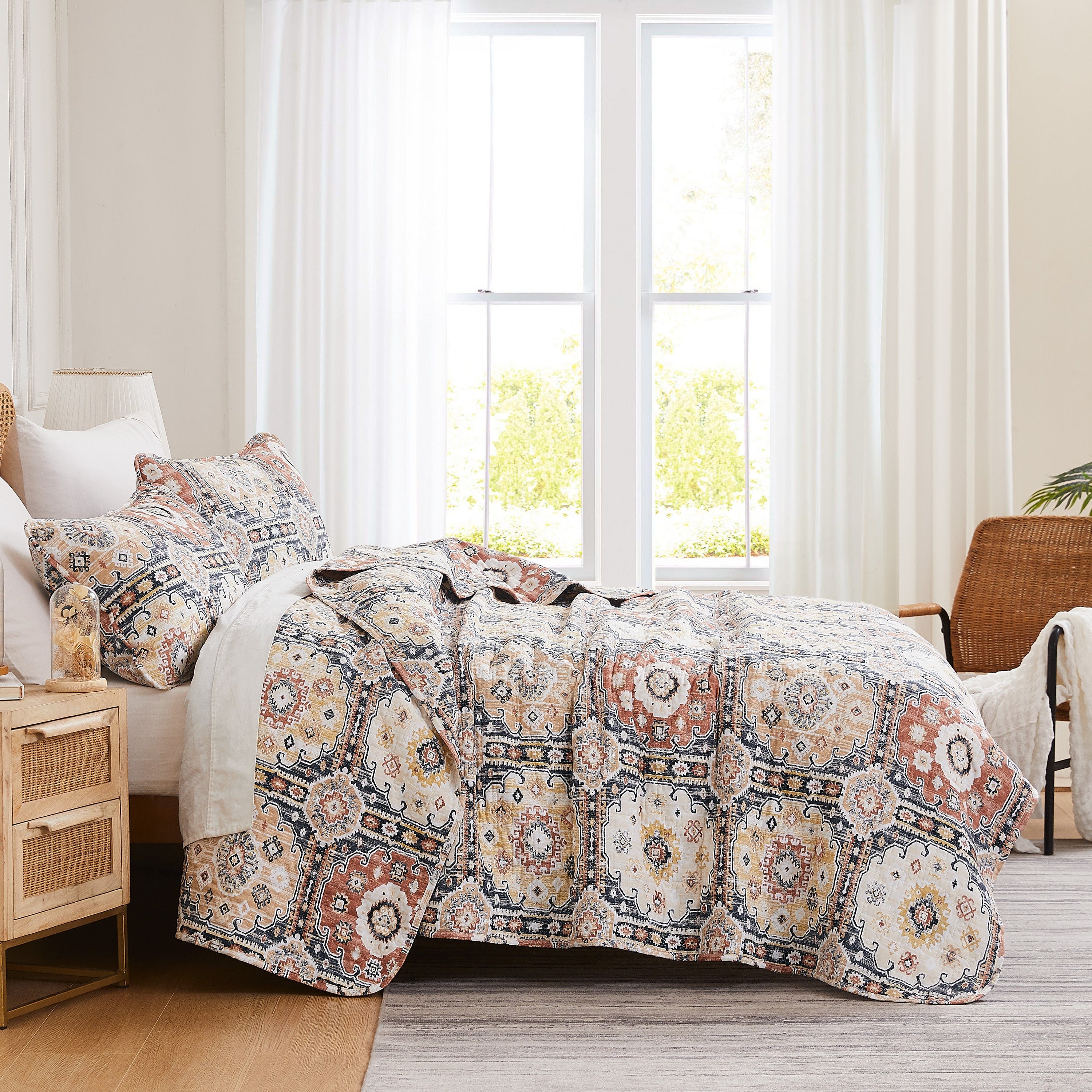 Side View of Kilim Oversized Quilt Set in Natural#color_kilim-natural
