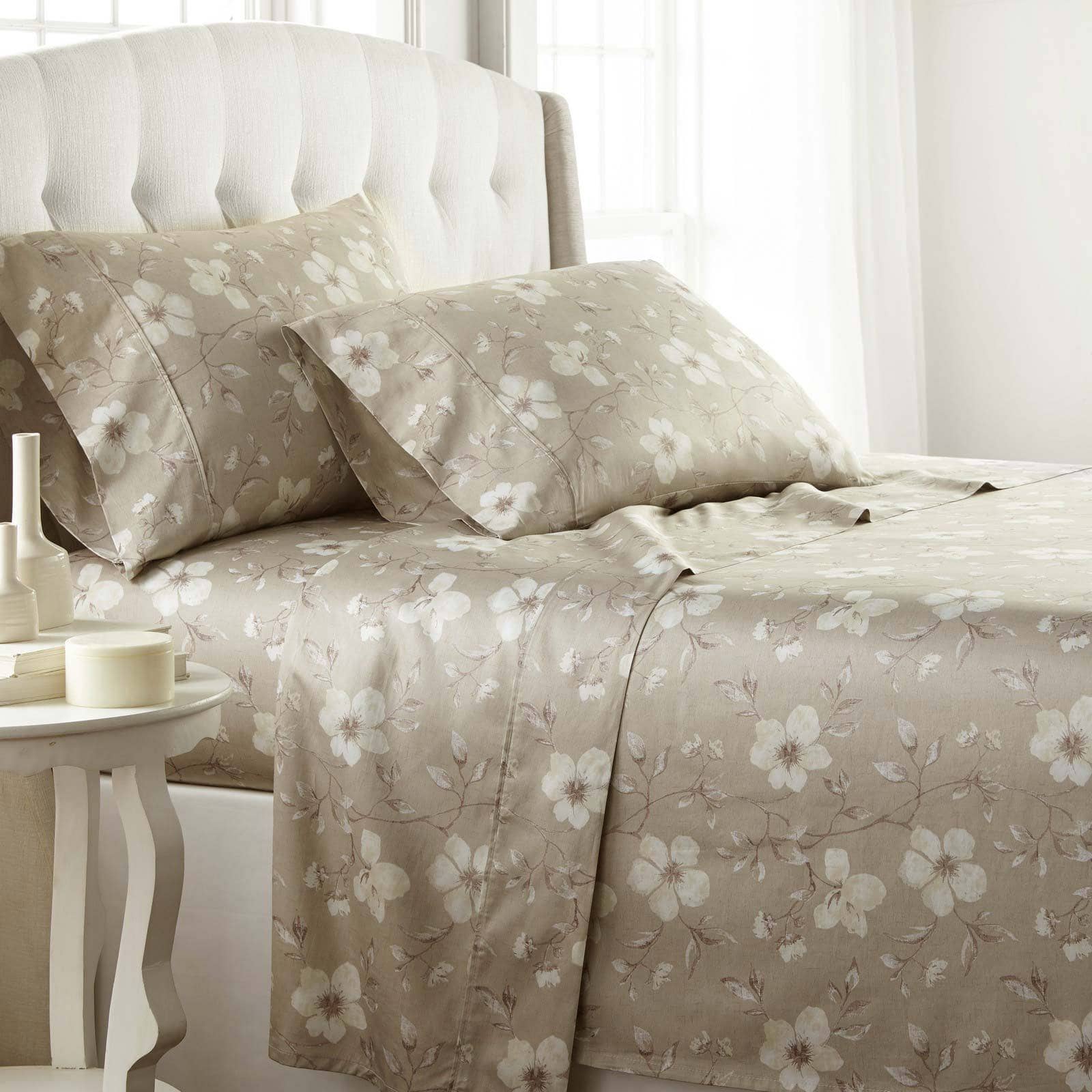 Mystic Garden Extra Deep Pocket Printed Sheet Set in Taupe Grey#color_mystic-taupe-grey