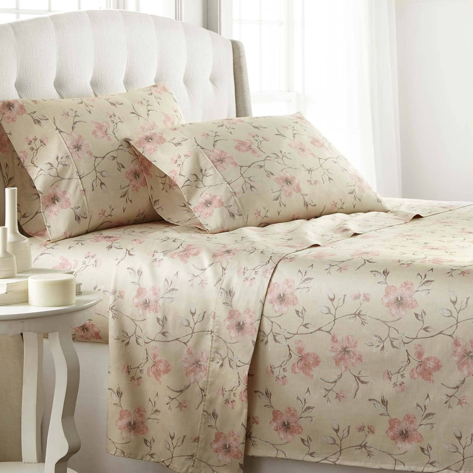 Mystic Garden Extra Deep Pocket Printed Sheet Set in Soft Sand#color_mystic-soft-sand