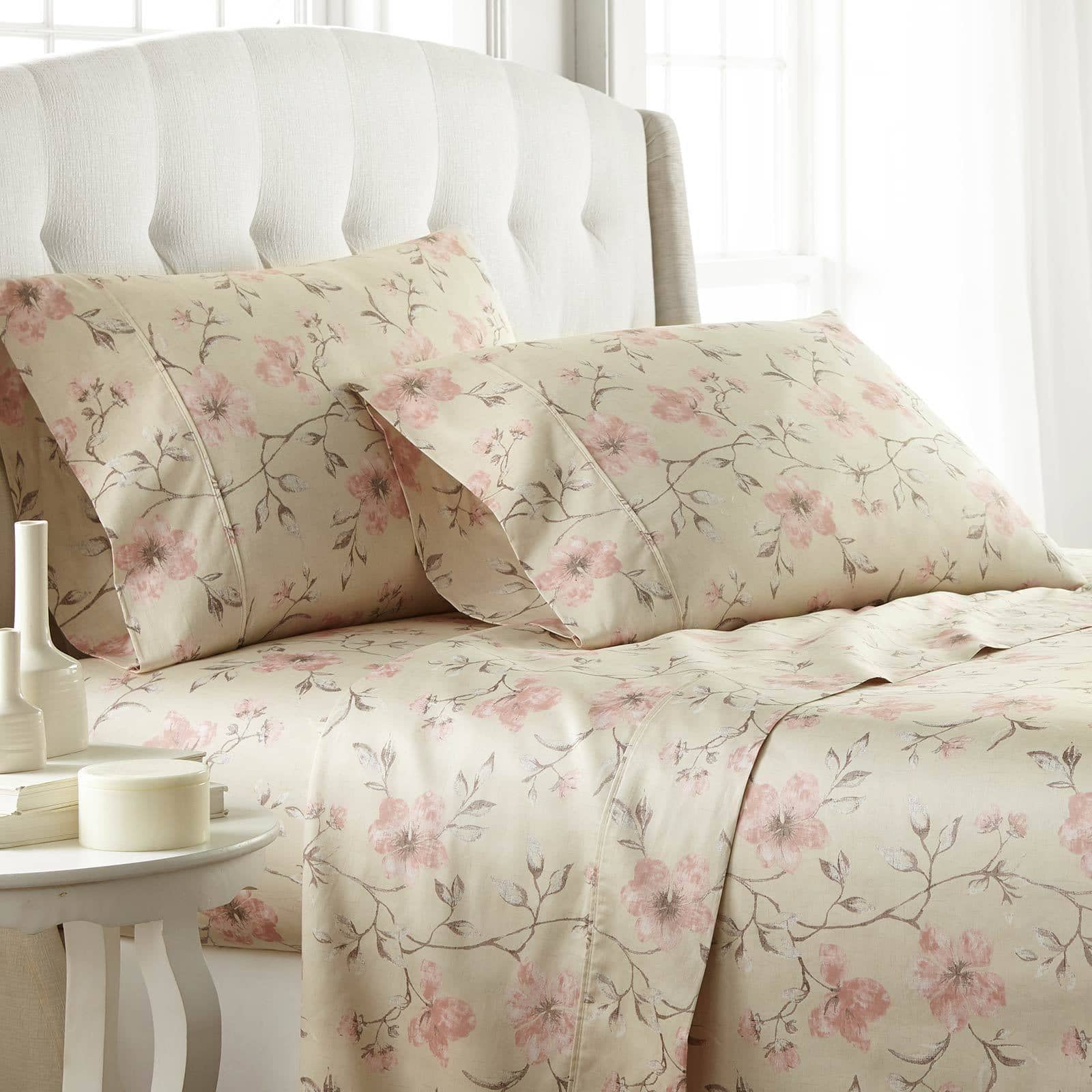Mystic Garden 100% Cotton Sateen Pillow Cases in Soft Sand#color_mystic-soft-sand