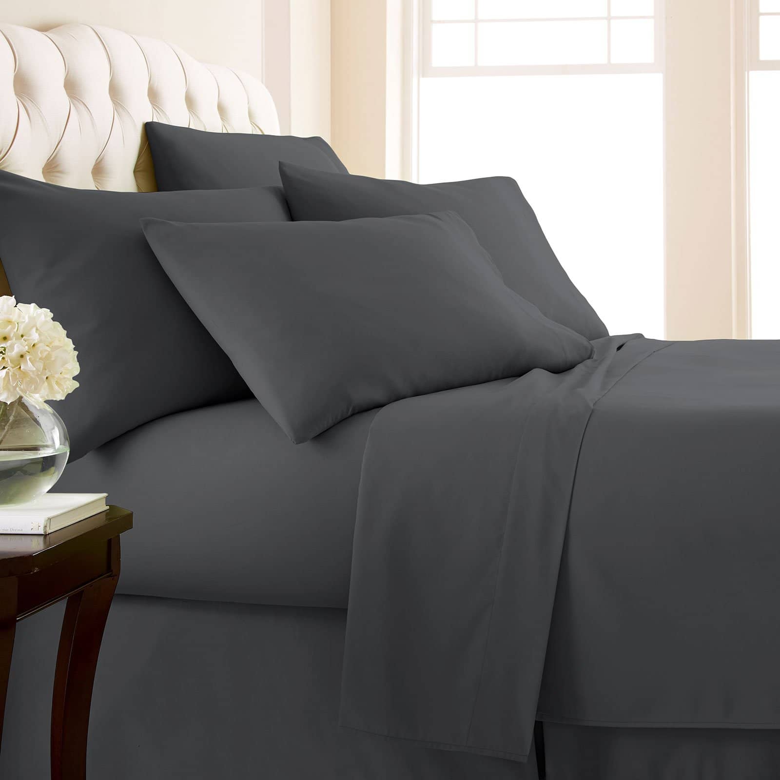 Side View of Vilano Extra Deep Pocket 6-Piece Sheet Set in Slate#color_vilano-slate