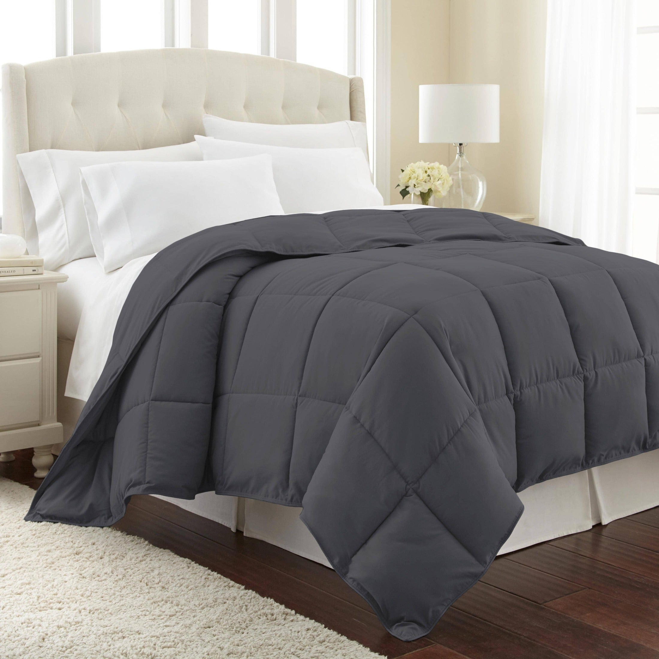 Side View of Vilano Down Alternative Comforters in Slate#color_vilano-slate