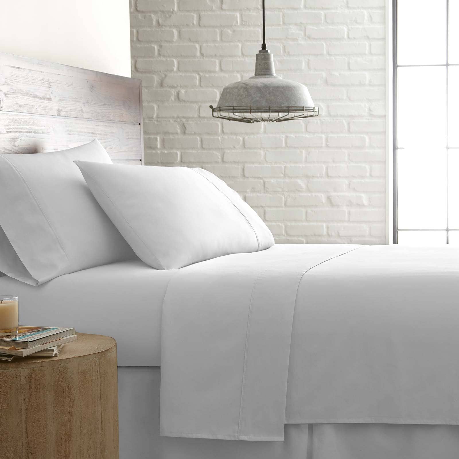 Sweetbrier 100% Cotton Sateen Extra Deep Pocket Sheets Set Luxury Collection in Bright White#color_sateen-white