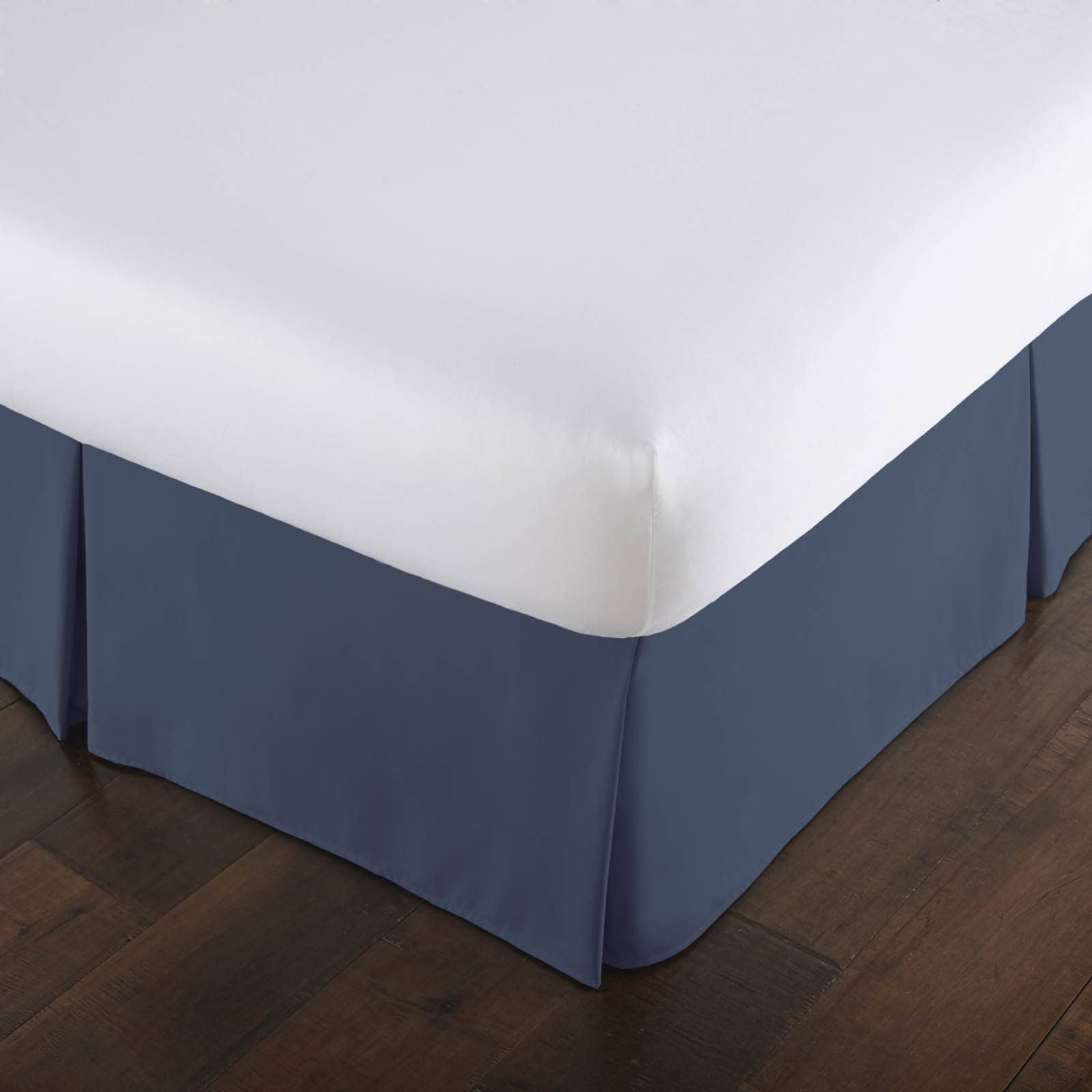 Vilano Pleated Bed Skirt in Dark Blue#color_vilano-dark-blue